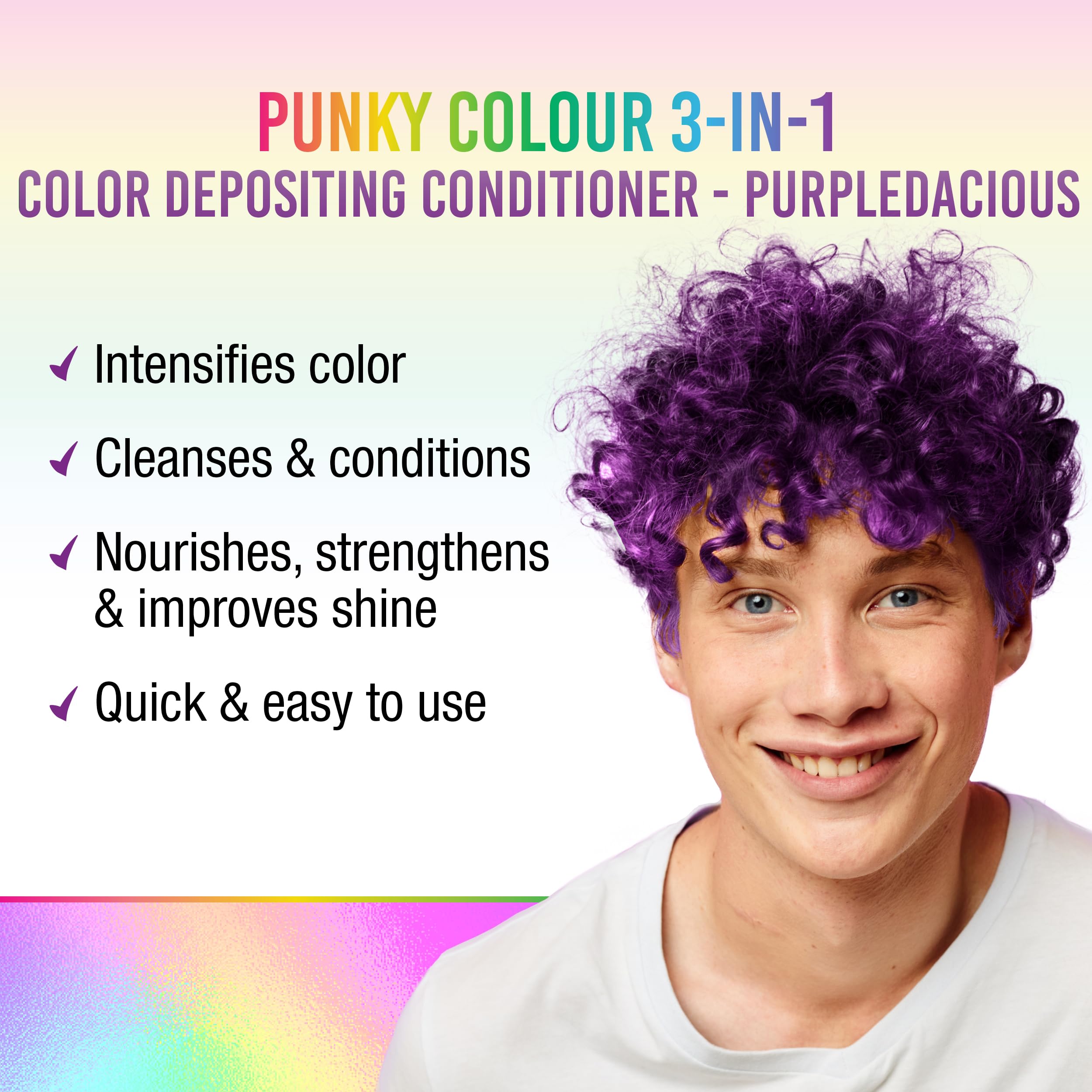 Punky Colour 3-in-1 Color Depositing Hair Cleanser & Conditioner, 8.5 fl oz. (Purpledacious)