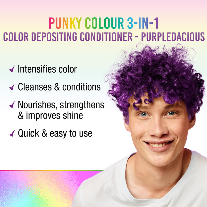 Punky Colour 3-in-1 Color Depositing Hair Cleanser & Conditioner, 8.5 fl oz. (Purpledacious)