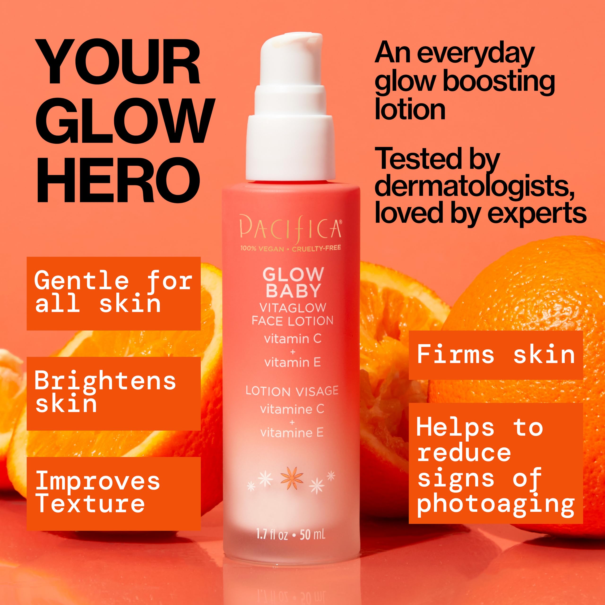 Pacifica Beauty Glow Baby VitaGlow Face Lotion and Brightening Face Wash Set, Skincare, Vitamin C and E, AHA, Exfoliator, Cleanser, Hydrating, Moisturizer, Vegan, 1.7 fl oz and 5 fl oz (Set of 2)