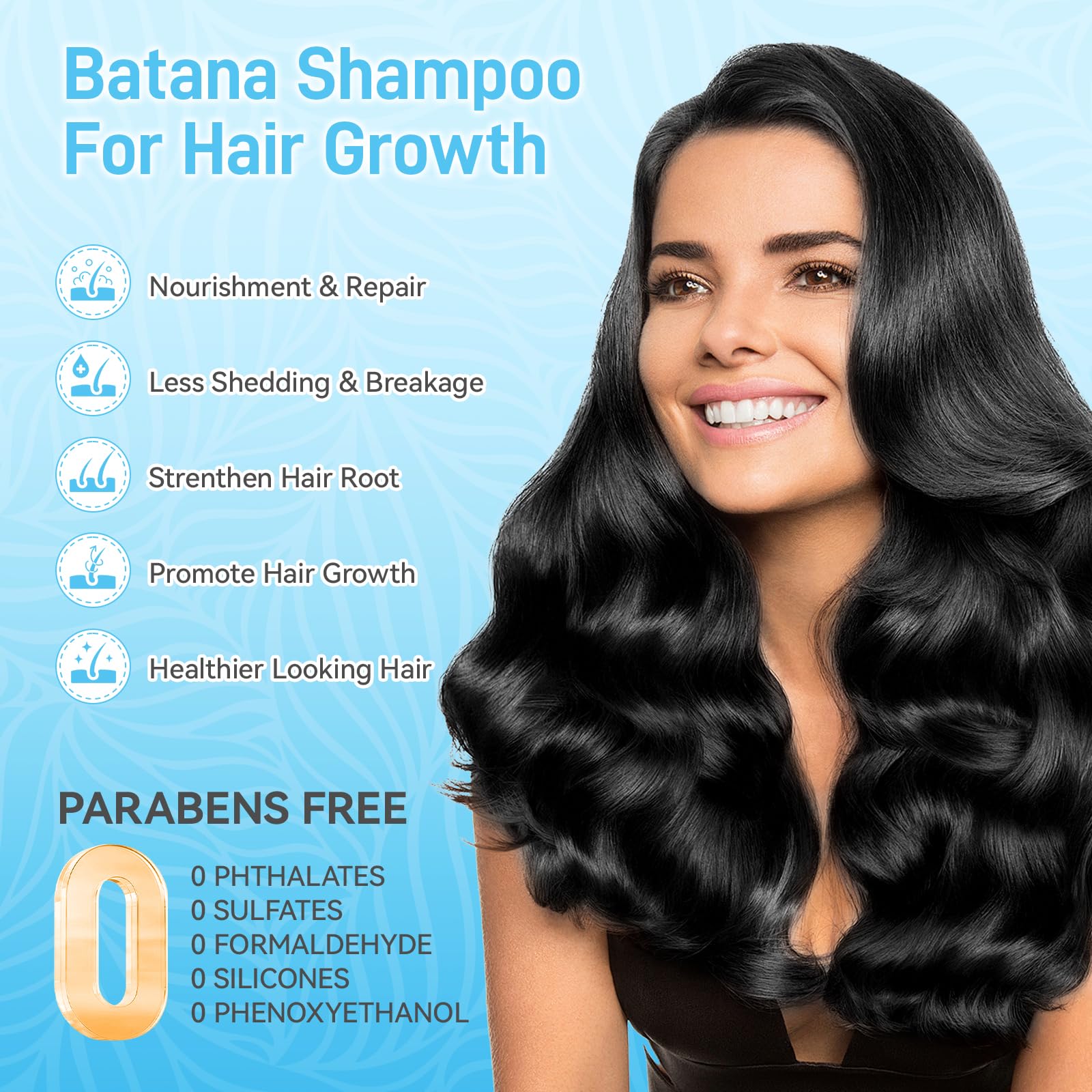 Raw Batana Oil Shampoo for Hair Growth Dr. Sebi, Organic Batana Oil Hair Loss Shampoo with Rosemary Oil, Onion, Biotin, Caffeine, Tea Tree Oil, Nourishing Repair Damage Hair for Men & Women