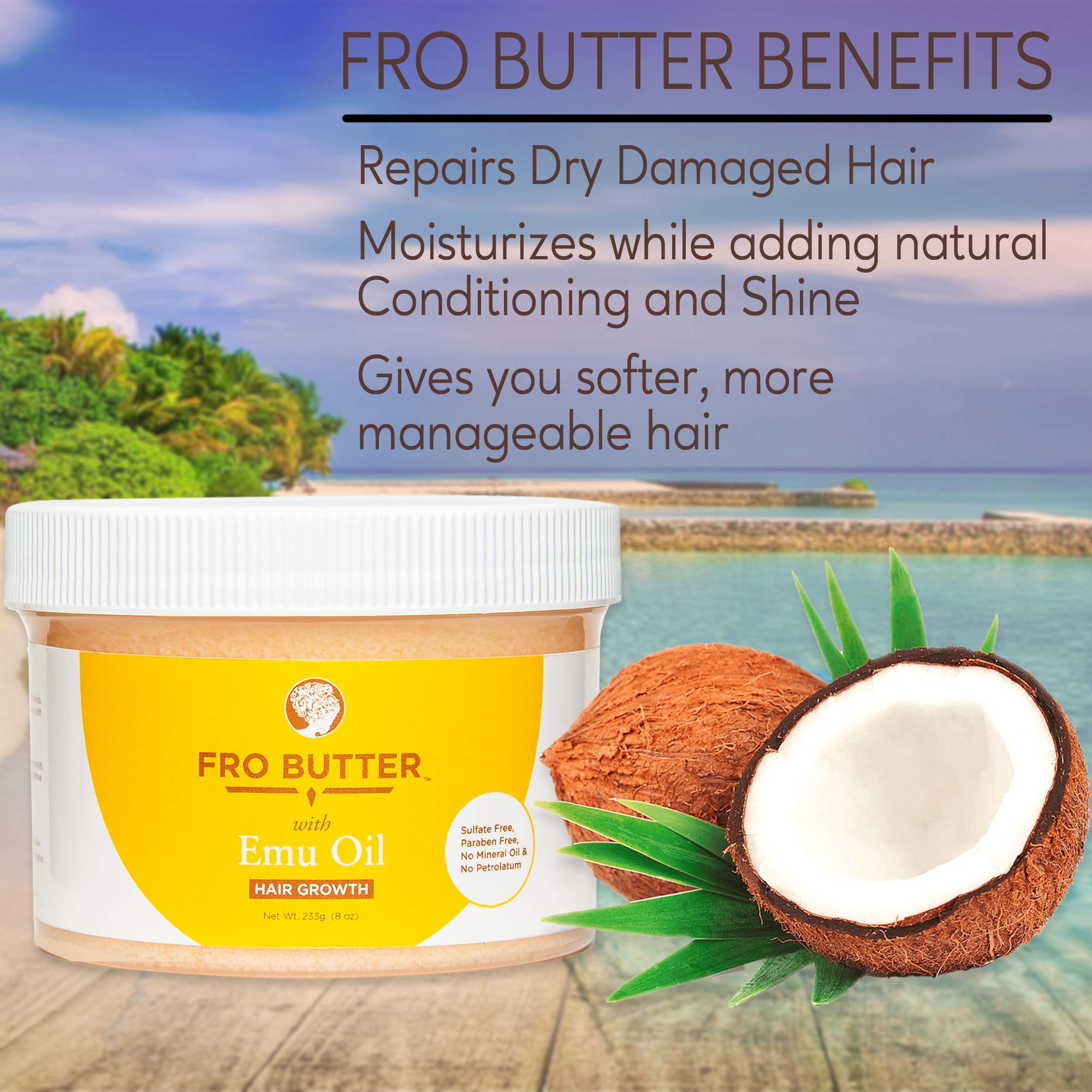 Fro Butter with Emu Oil-All Natural and Organic Hair Butter by Fro Butter