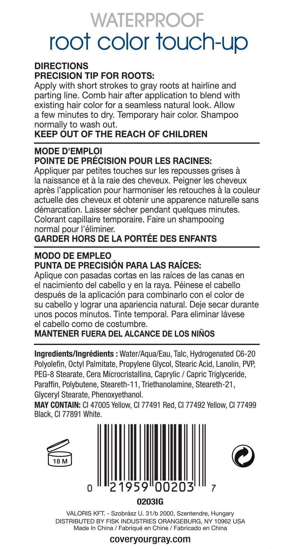 Cover Your Gray Waterproof Root Color Touch up - Black