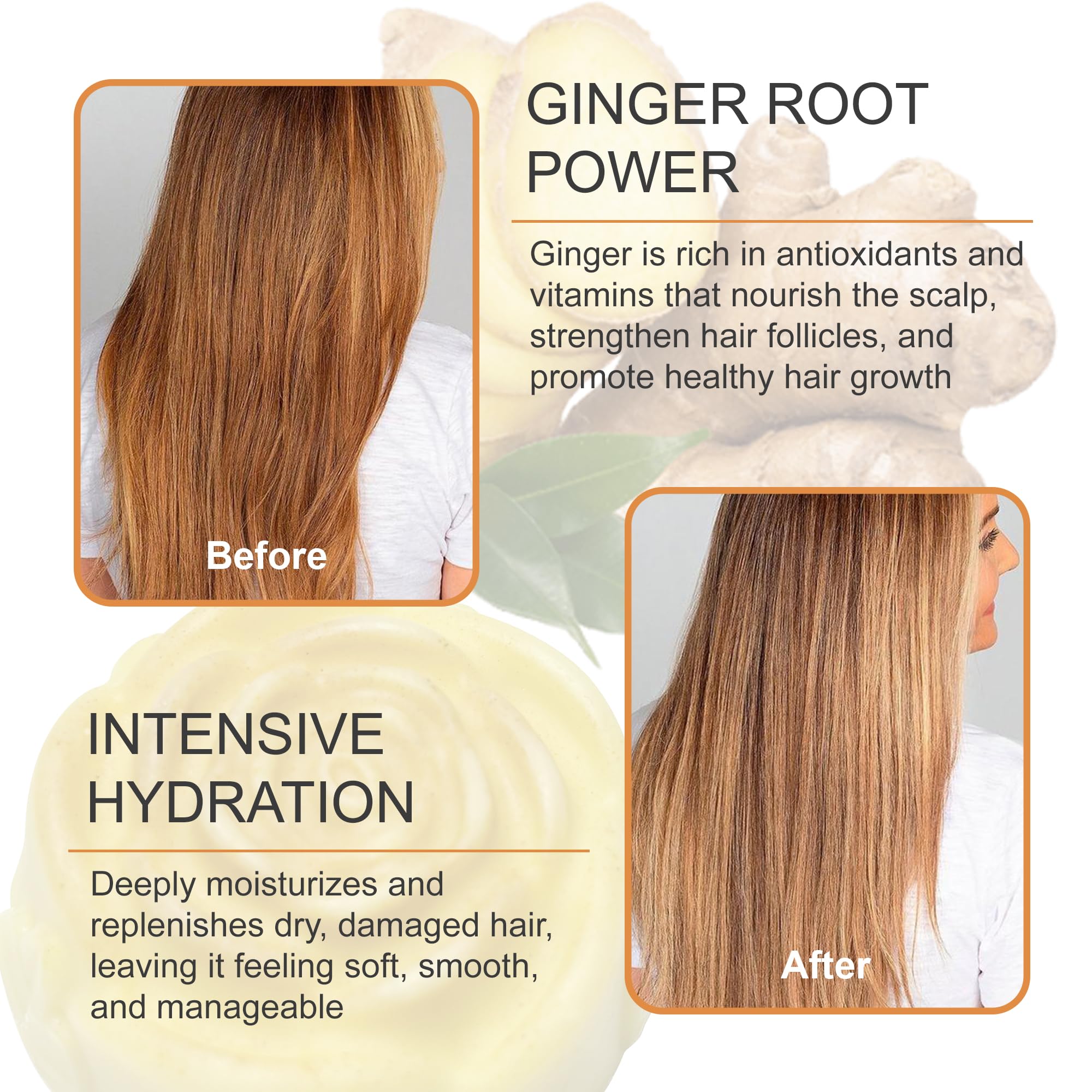 Relaxcation Ginger Root & Camelina Oil Conditioner Bar, Hydrating & Hair Growth, Handmade in USA, All Hair Type, 1 Count