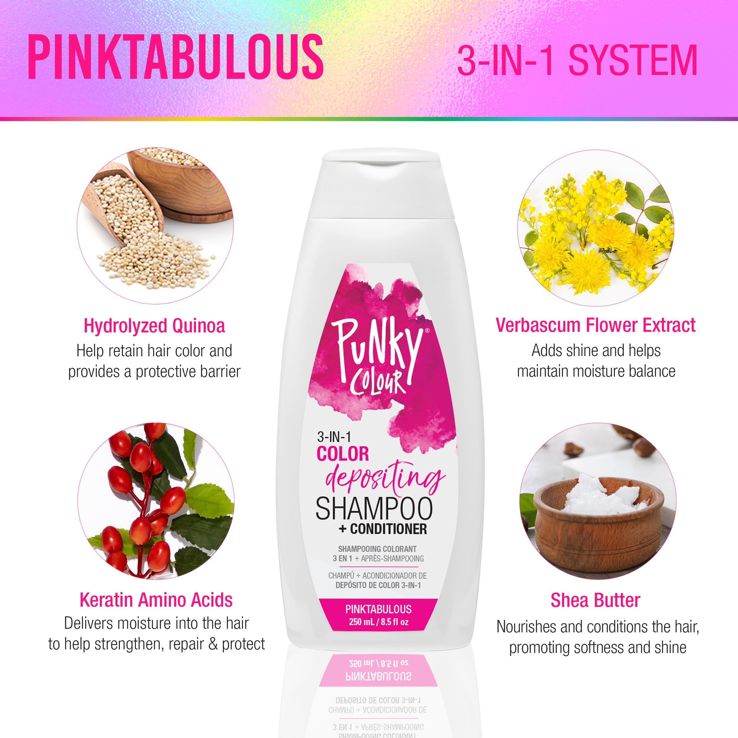 Punky Colour 3-in-1 Color Depositing Hair Cleanser & Conditioner, 8.5 fl oz. (Pinktabulous)