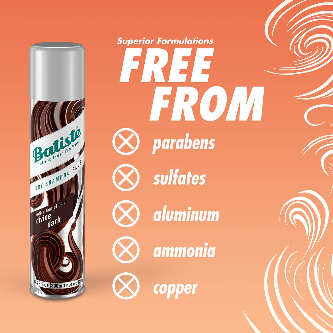 Batiste Dry Shampoo for Dark Hair, 3.81 oz, (Pack of 2)