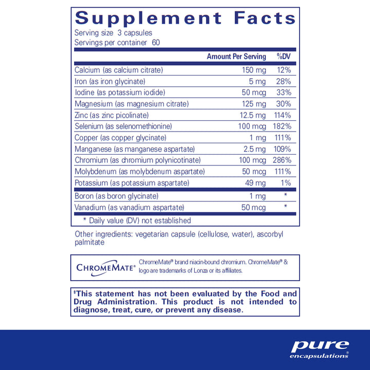 Pure Encapsulations Mineral 650 | Hypoallergenic Combination of Balanced Chelated|Minerals | 180 Capsules