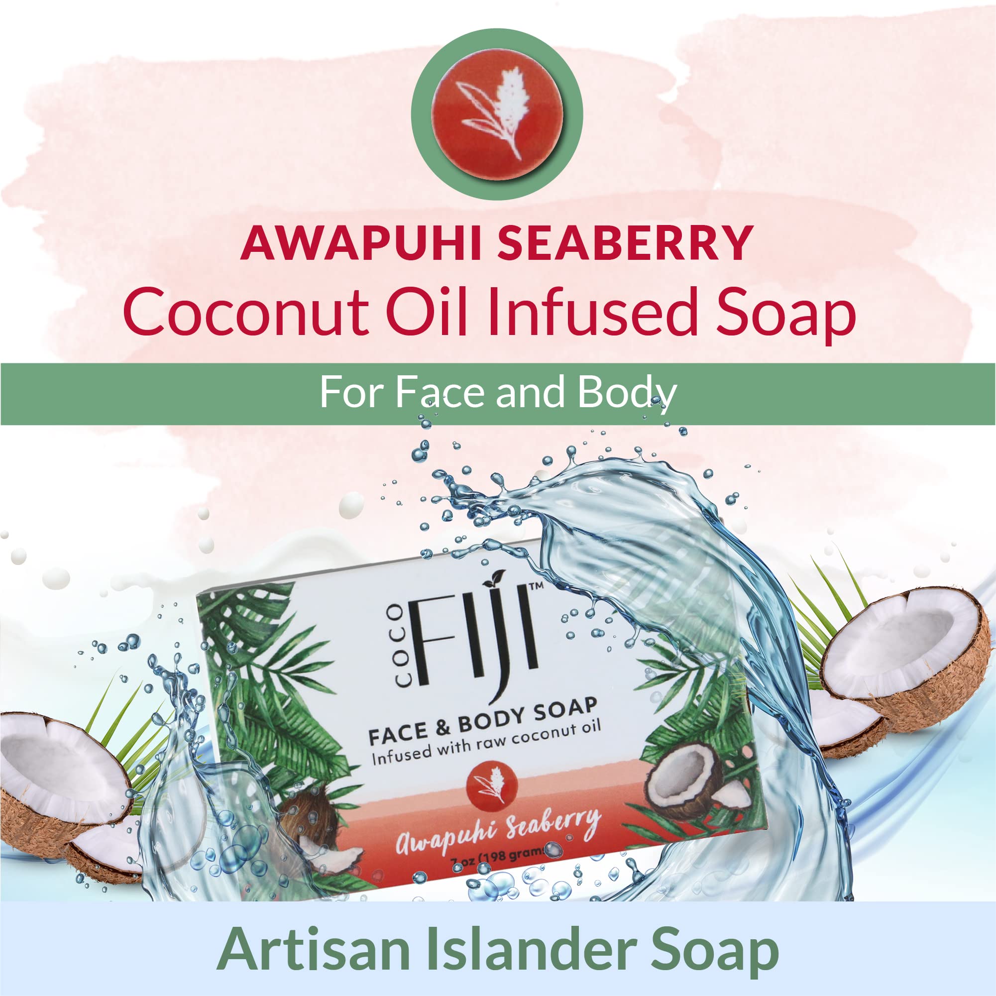 Organic Fiji Organic Awapuhi Seaberry Soap Bar 240 Gram Bar Soap