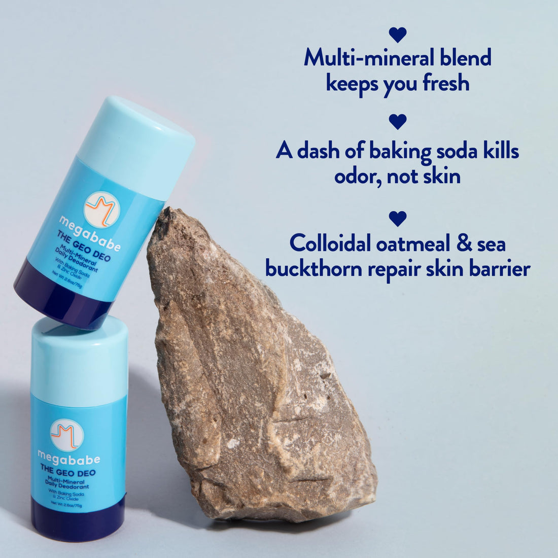 Megababe Daily Deodorant - The Geo Deo with Multi-Minerals | 72 hour Odor Protection | Aluminum-Free, All Natural | 2.6 oz