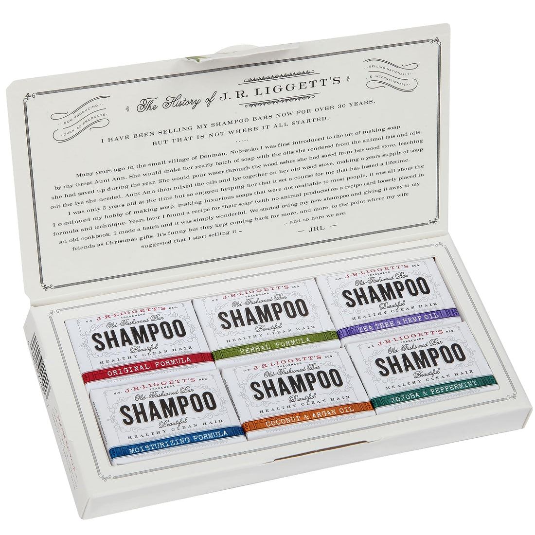 J·R·LIGGETT'S All-Natural 6 Variety Shampoo Bars .65oz. Sampler Pack, Support Strong and Healthy Hair-Nourish Follicles with Antioxidants and Vitamins-Detergent and Sulfate-Free, 6 Mini Shampoo Bars