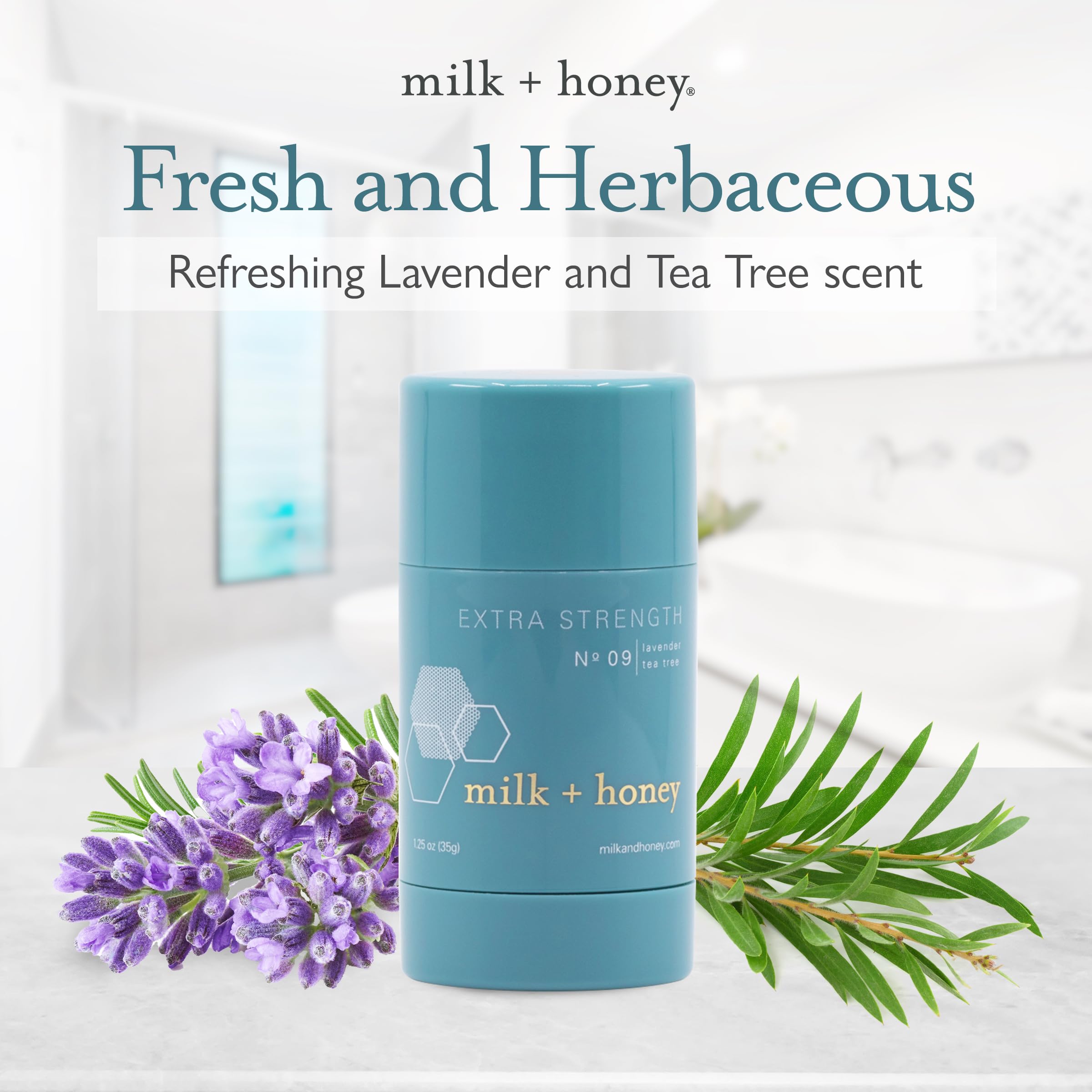 milk + honey Extra Strength, Aluminum Free Deodorant, No. 09, with Lavender, and Tea Tree, Natural Deodorant for Women and Men, 2.6 Oz