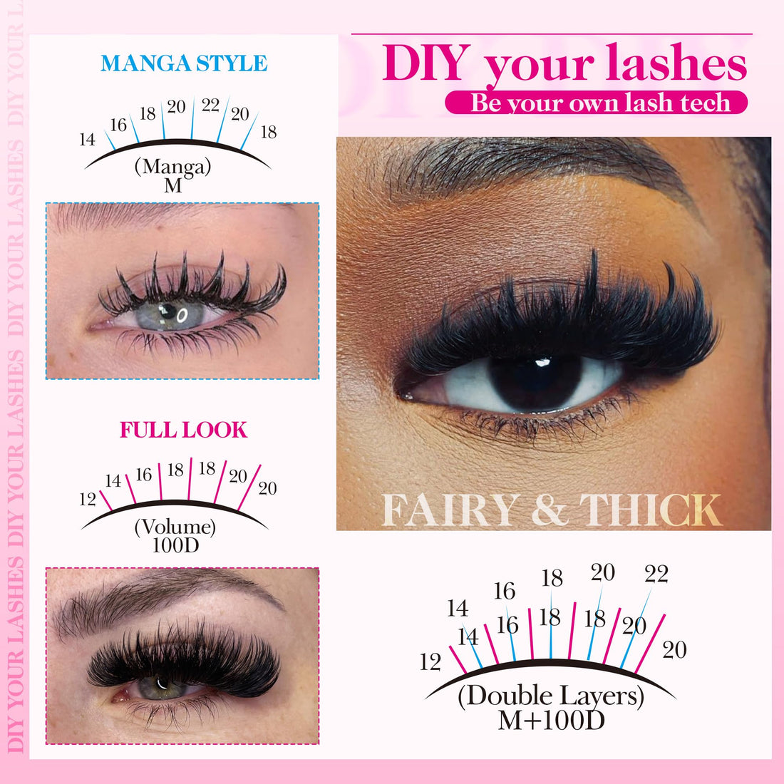 Lash Clusters 100D Long 12-20mm Lash Spikes Eyelash Clusters Volume Individual Lashes DIY Spiky Lash Extension Mega Cluster Eyelash Extensions Mink Strips Lashes Thick by CORUSCATE