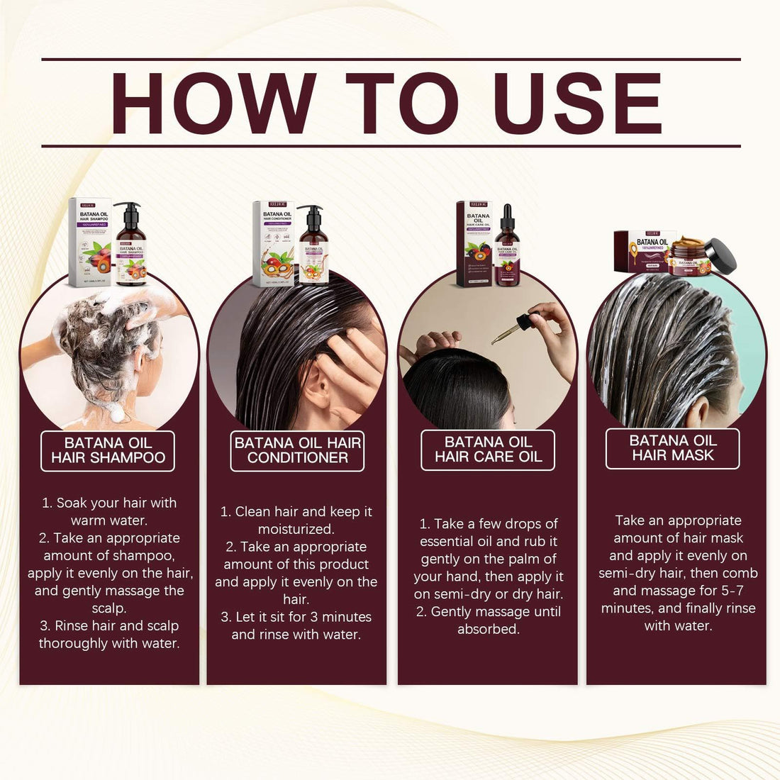 BSMKCL Batana Oil Volumizing Hair Care Set, Repairs Frizzy Hair, Deep Nourishes Scalp, Smooth Hair Travel Set for Women and Men Include Shampoo Conditioner Hair Mask Hair Oil