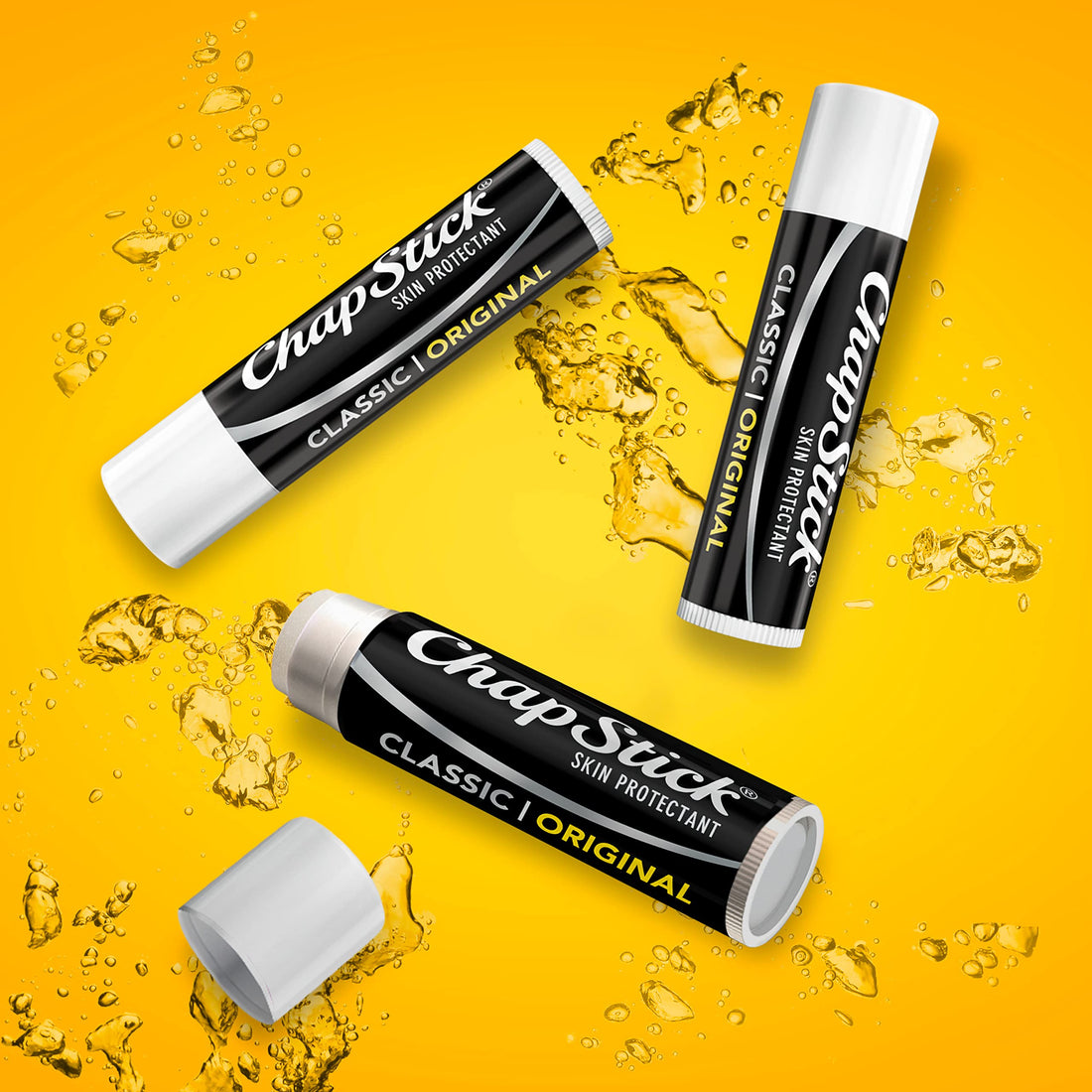 ChapStick Classic (3 Count) Original Flavor Skin Protectant Flavored Lip Balm Tube, 3 Count (Pack of 1)