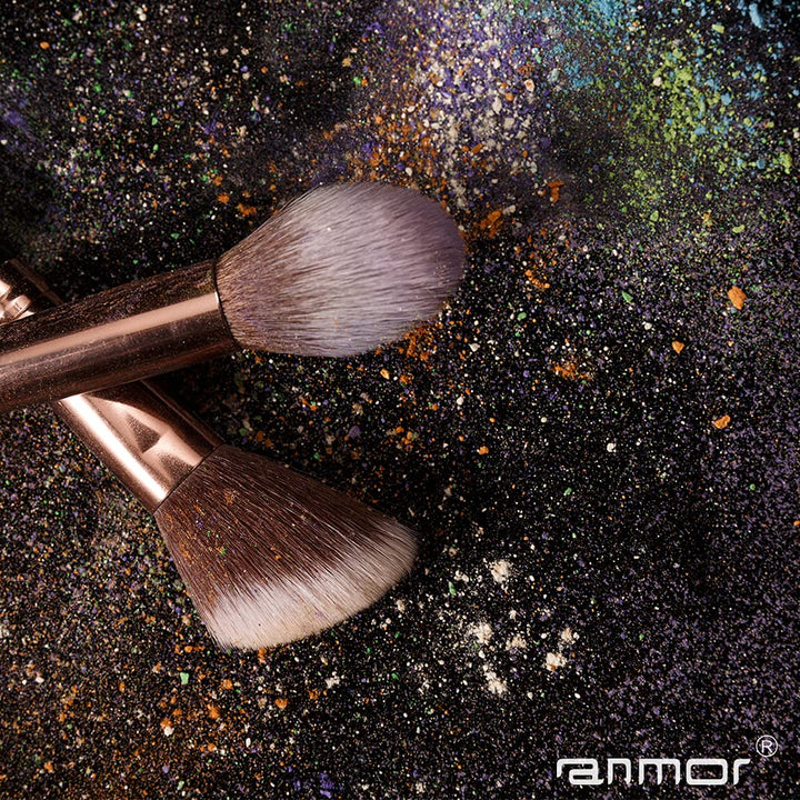 Anmor Contour and Highlighter Brush Set, Premium Blush Bronzer Face Makeup Brush Kit, Perfect for Cheek Nose Blending Contouring (Champagne, Contour/Highlighter)