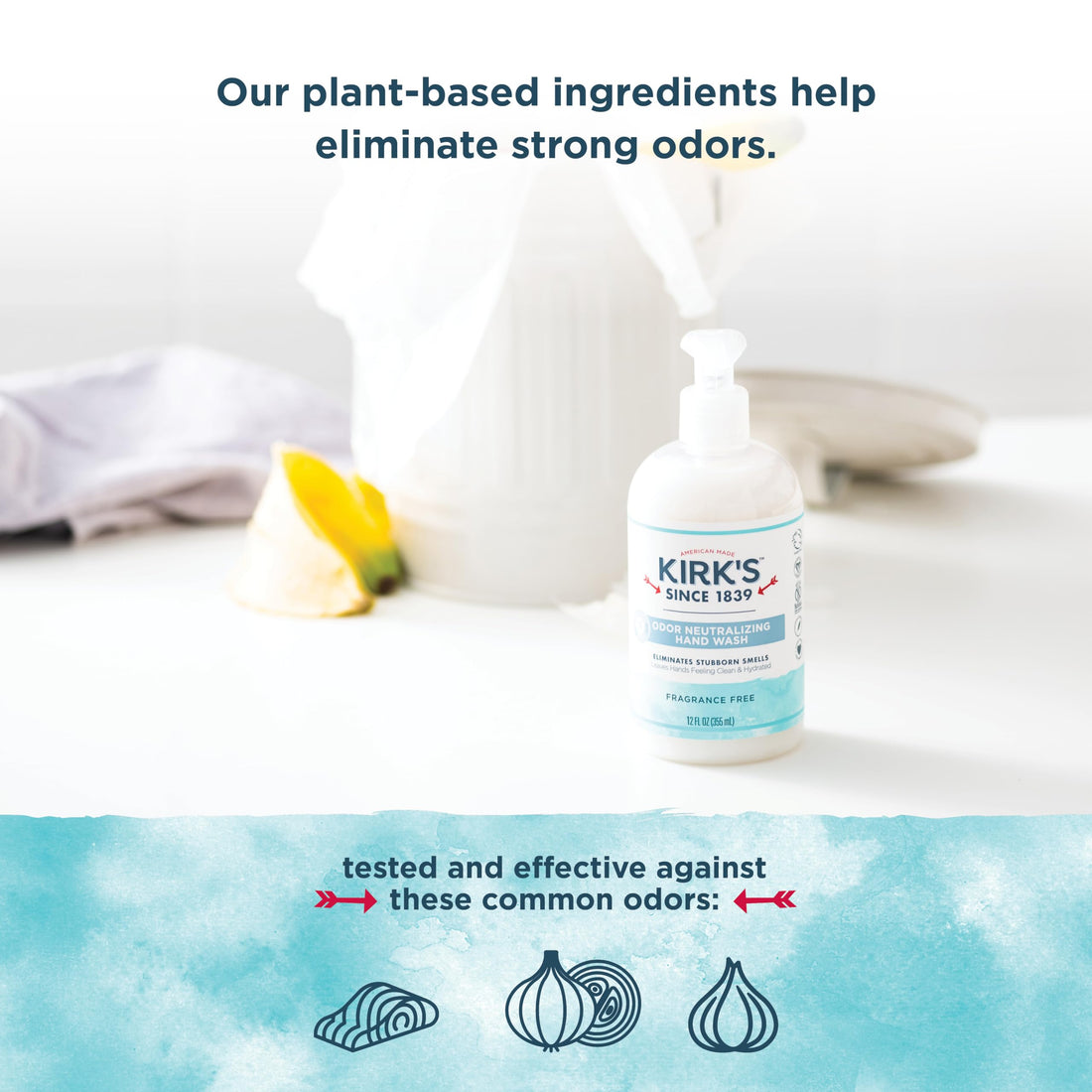 Kirk's Odor Neutralizing Hydrating Hand Soap, 12 fl oz (Variety Pack, 4)