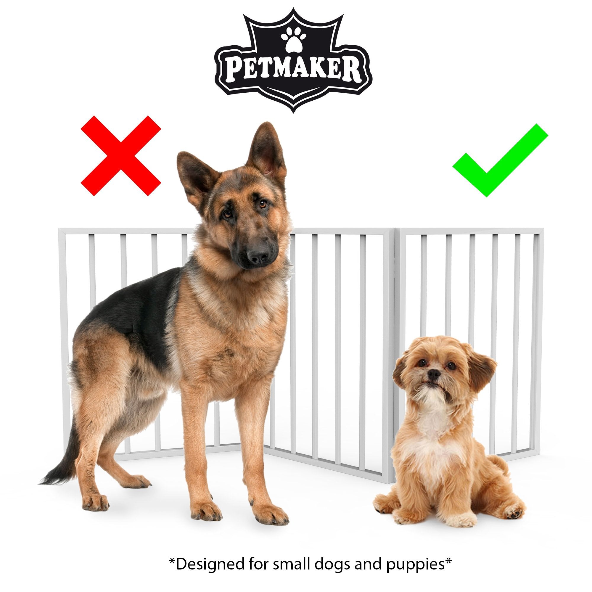 Pet Gate - 3-Panel Indoor Foldable Dog Fence for Stairs, Hallways or Doorways - 54x24-Inch Retractable Wood Freestanding Dog Gates by PETMAKER (White)