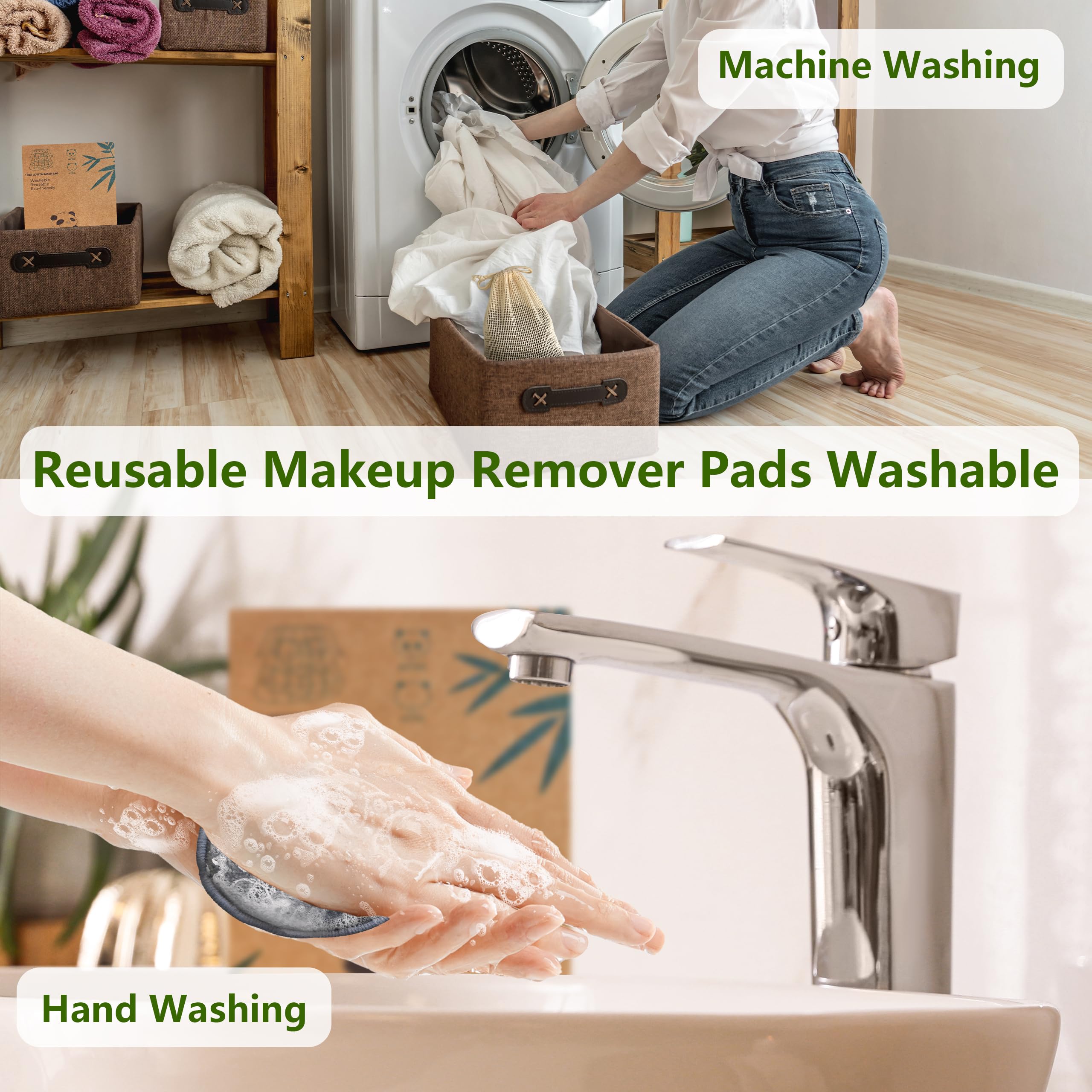 Sopurrrdy Reusable Makeup Removal Pads -20 Pack with Laundry Bag - Soft Black Reusable Cotton Makeup Remover Pads for Face Pads - Washable Bamboo Cotton Rounds - Cotton Pads - Reusable Face Rounds