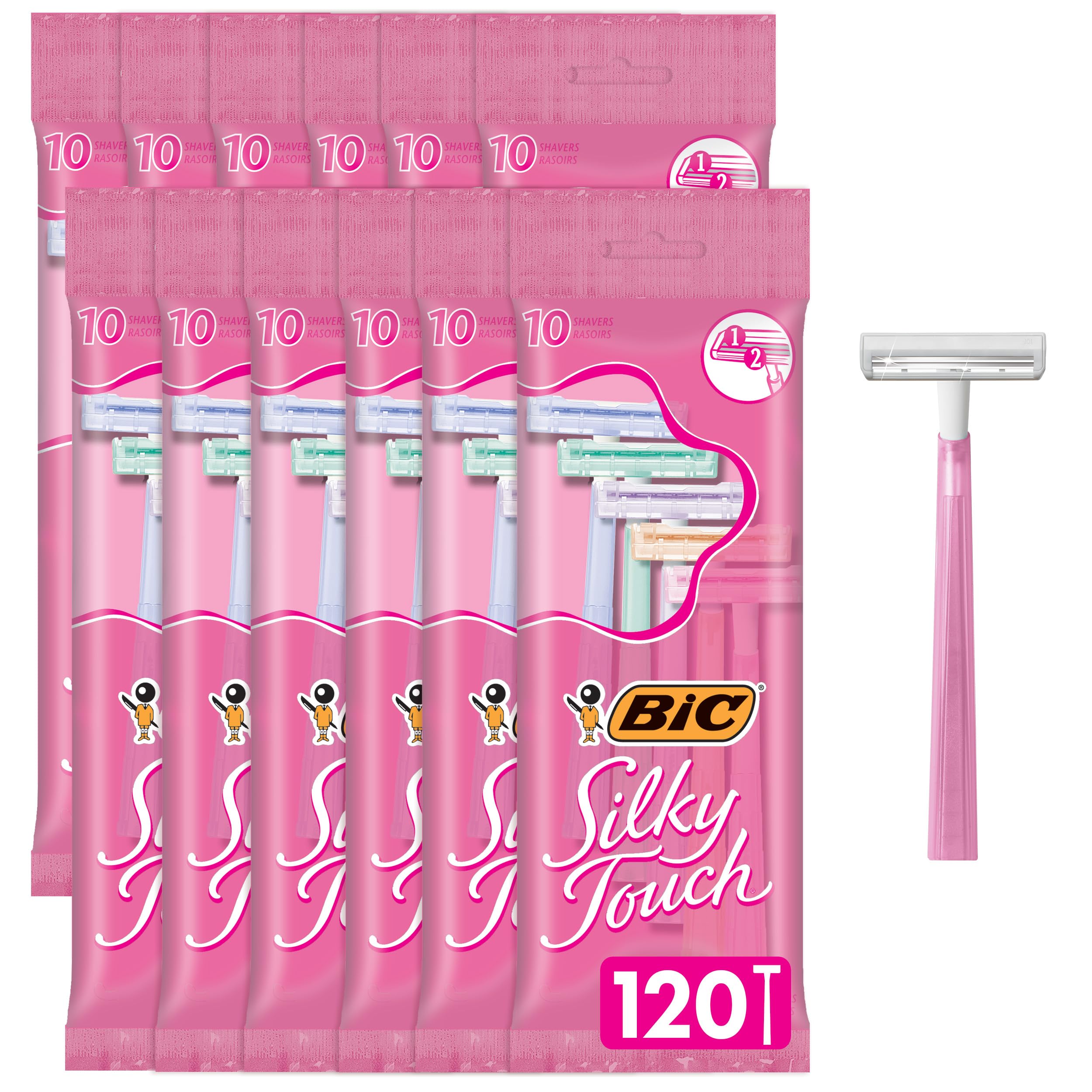 BIC Twin Select Silky Touch Twin Blade Shaver, Women, 10-Count (Packs of 12)