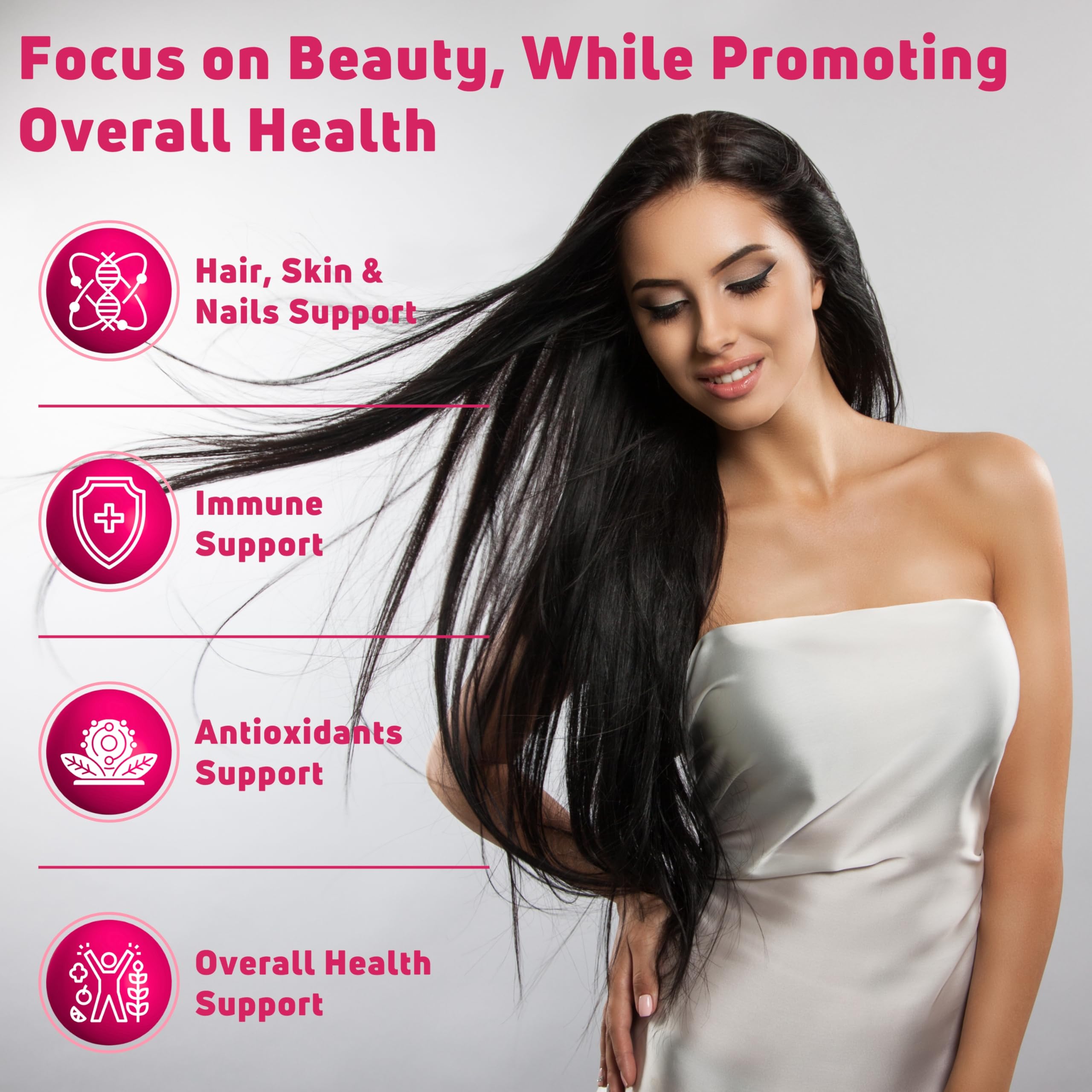 Beauty Multivitamins - Hair Skin and Nails Gummies with 6000mcg Biotin & PABA. Biotin Collagen Gummies w/ Daily Multivitamin for Women & Men. Hair Skin and Nails Vitamins, 30 Servings - Halal Vitamins