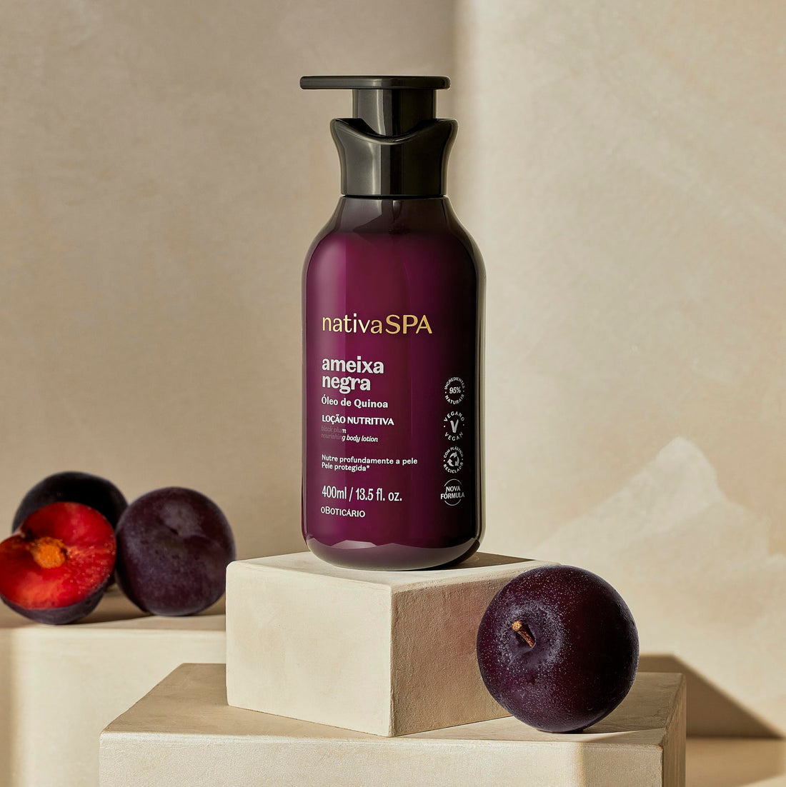 Nativa SPA by O Boticário, Black Plum Moisturizing Body Lotion, Long-Lasting Hydration and Lightweight, Fragranced Moisturizer, 13.5 Ounce