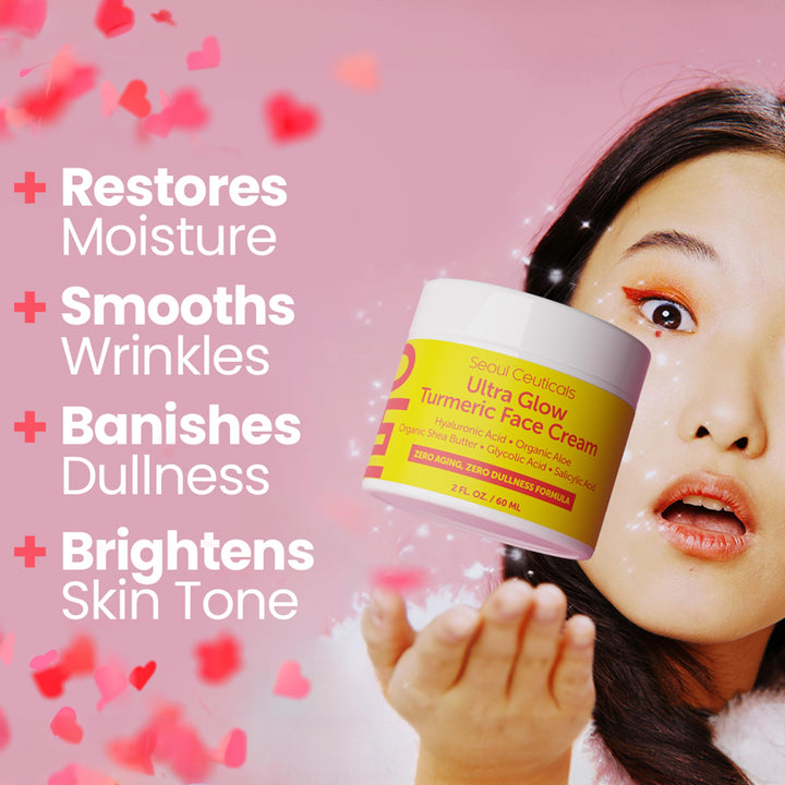 SeoulCeuticals Korean Skin Care Turmeric Cream – Face Moisturizer for Dull Dry Skin - Korean Skincare K Beauty for Glass Skin 2oz