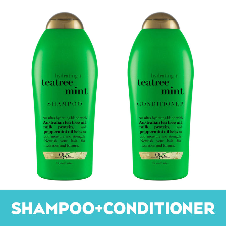 OGX Hydrating + Tea Tree Mint Shampoo & Conditioner, 25.4 Ounce (Set of 2)