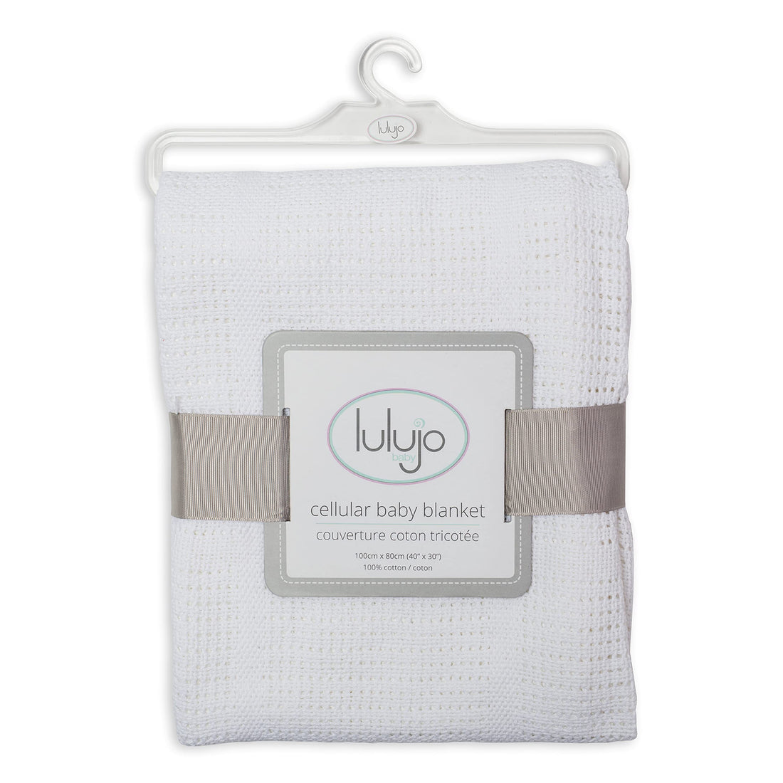 lulujo Baby Cellular Baby Blanket, White