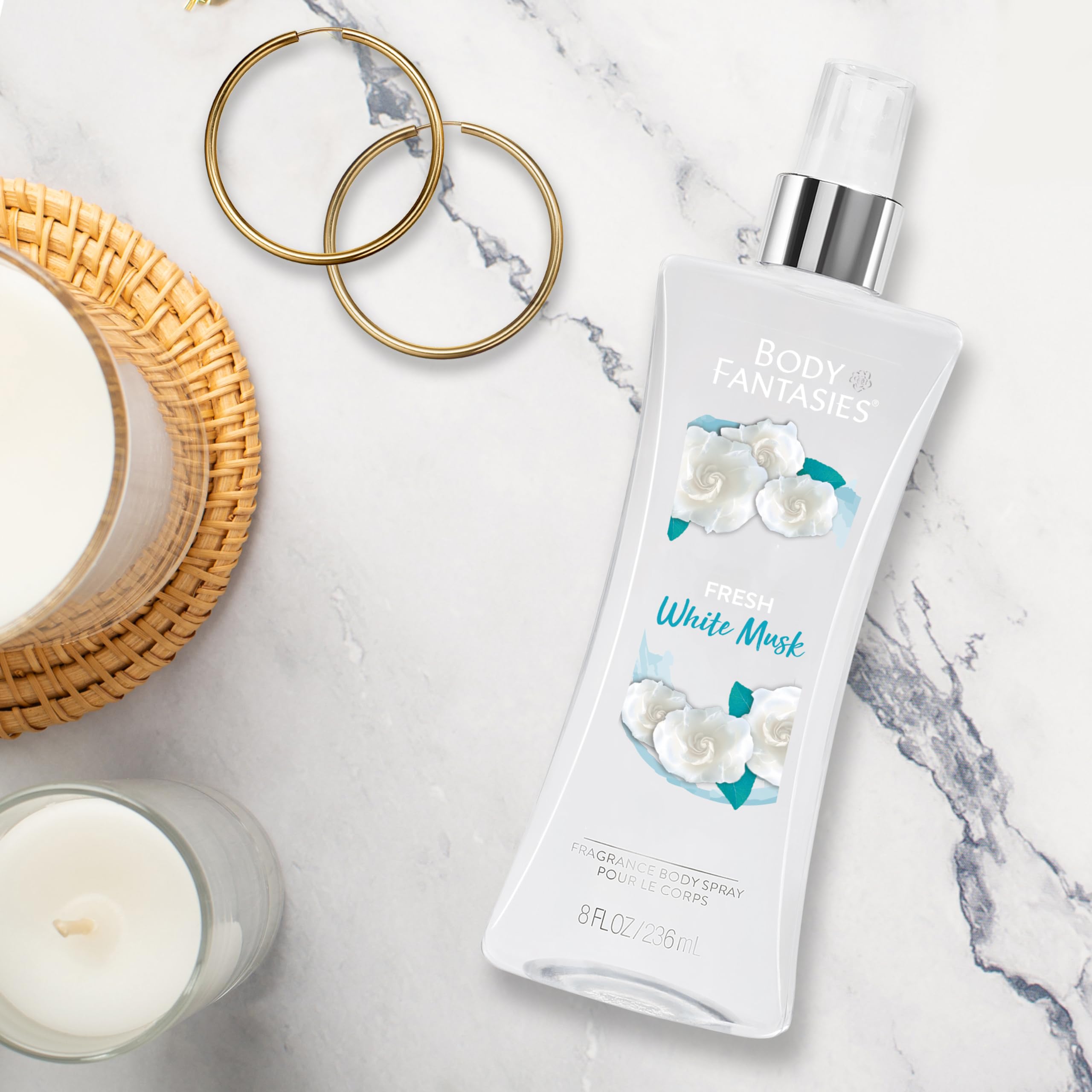 Body Fantasies Fresh White Musk Fantasy Fragrance Body Spray for Women 8 Ounce