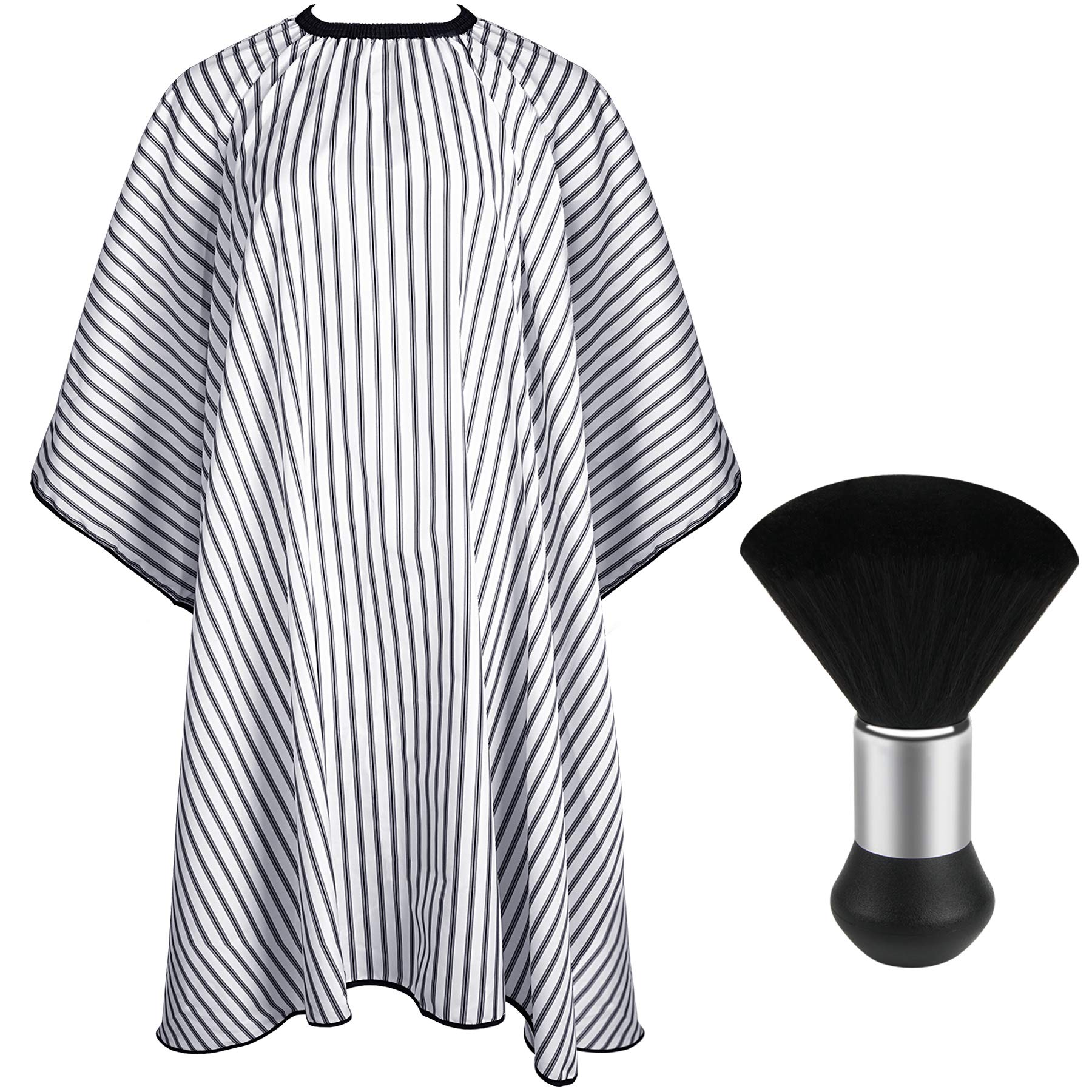 Professional Hair Cutting Cape with Neck Duster Brush, Salon Barber Cape, Hair Cutting Accessories (Stripe)