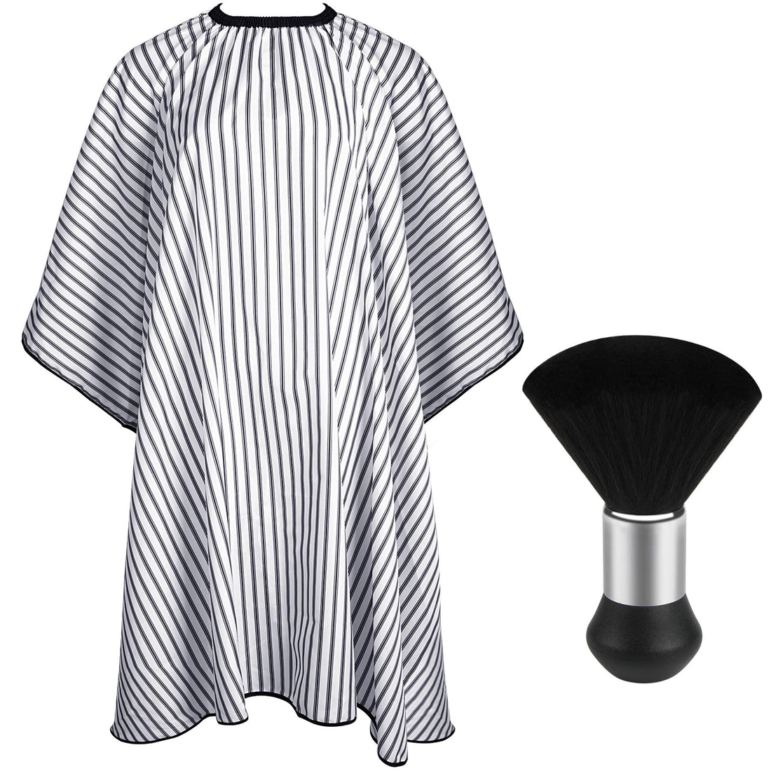 Professional Hair Cutting Cape with Neck Duster Brush, Salon Barber Cape, Hair Cutting Accessories (Stripe)