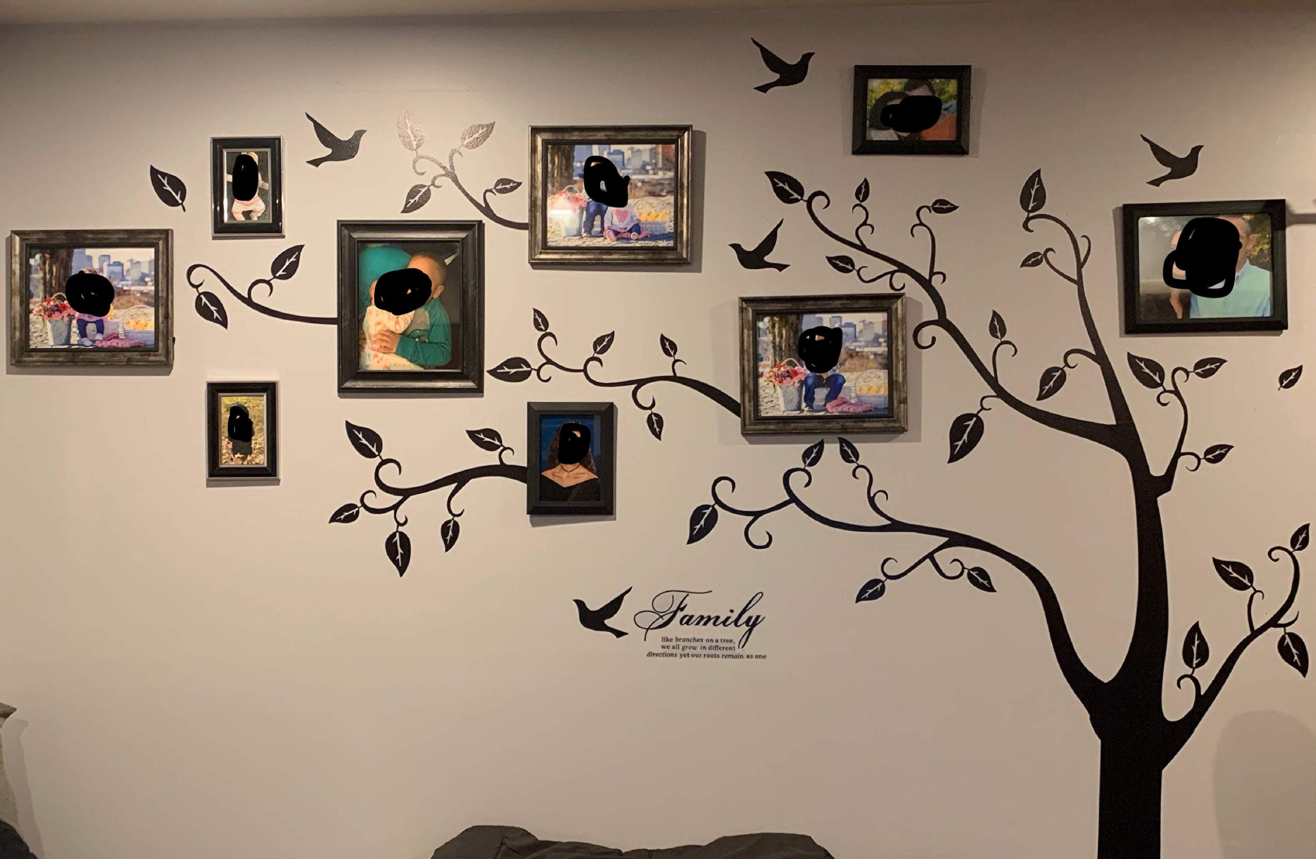 Large Family Tree Wall Decal, DIY Black Photo Frame Tree Wall Decor Sticker Mural Decal Art Décor for Living Room Home Decor (Black Tree)