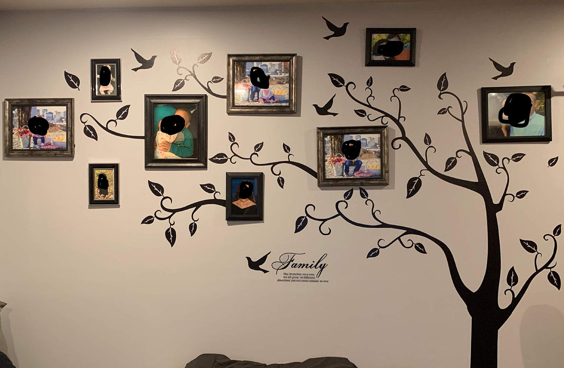 Large Family Tree Wall Decal, DIY Black Photo Frame Tree Wall Decor Sticker Mural Decal Art Décor for Living Room Home Decor (Black Tree)