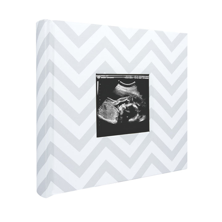 Pearhead Baby Photo Album for Baby Girl or Baby Boy, Gender-Neutral, Baby Memory Book Keepsake, Baby Shower, New and Expecting Parents, Gray Chevron