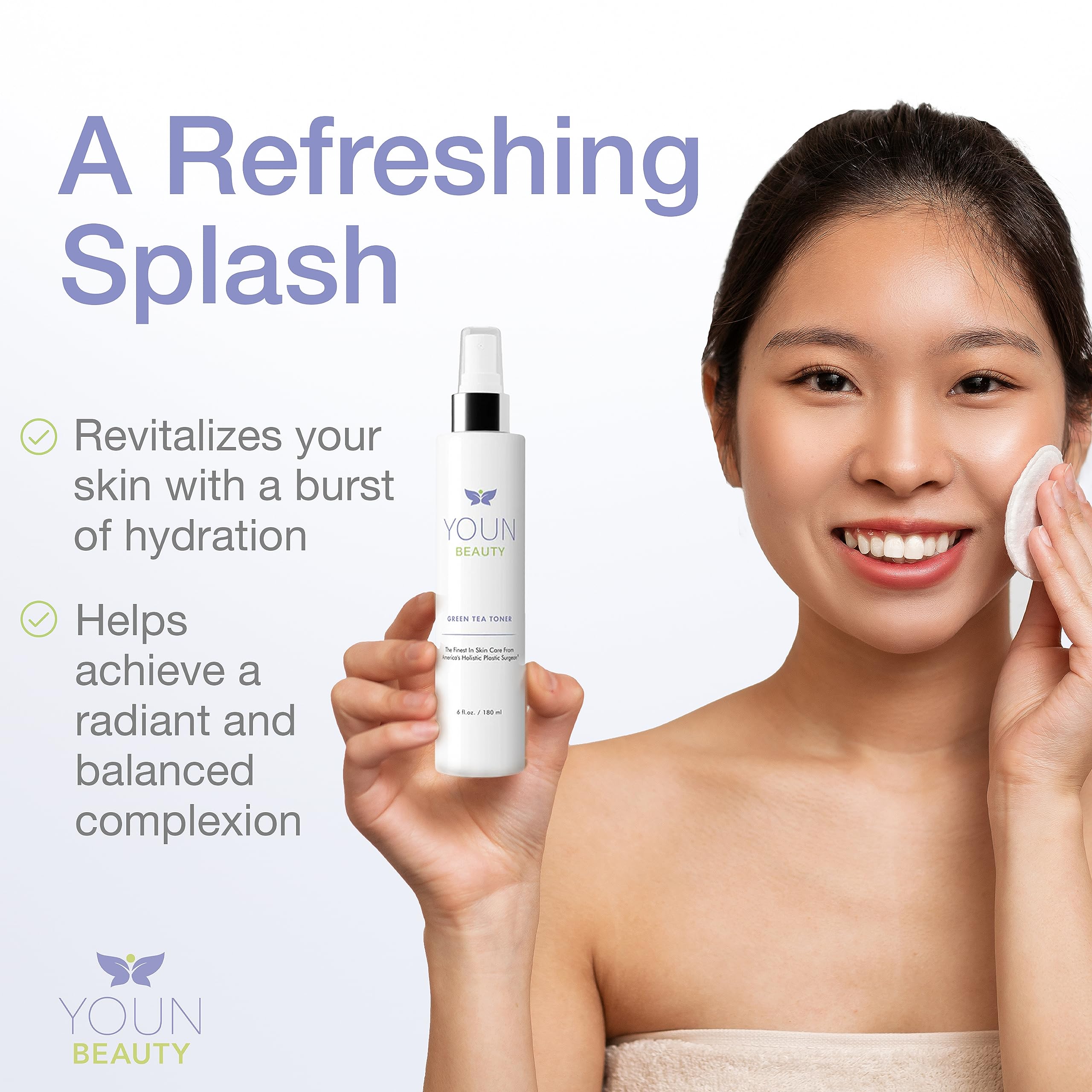 YOUN Beauty Green Tea Toner Face Mist Spray | Alcohol-Free, pH-Balancing & Hydrating Toner with Green Tea and Chamomile Extracts by Dr. Anthony Youn (180ml)