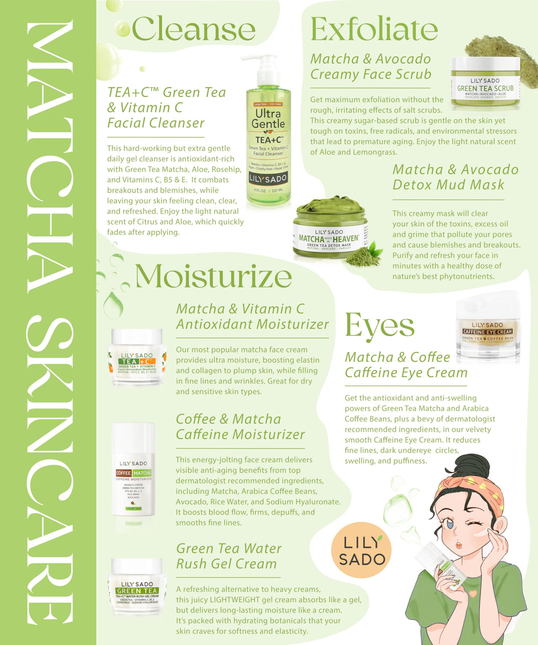 LILY SADO Matcha Made in Heaven Sugar Facial Scrub - Best Daily Facial Exfoliating Cleanser for Women & Men - Vegan Face Wash Exfoliates Skin, Treats Acne, Reduces Pore Size - 4 oz