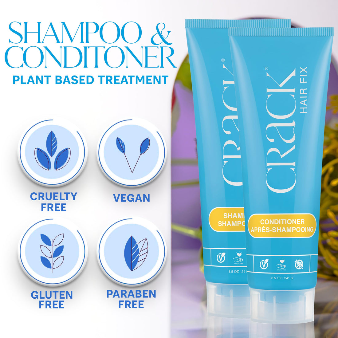 Crack: Protective Improved-Shine Clean & Soaper Shampoo with Protective Leave-In Treatment Conditioner, 10 oz each