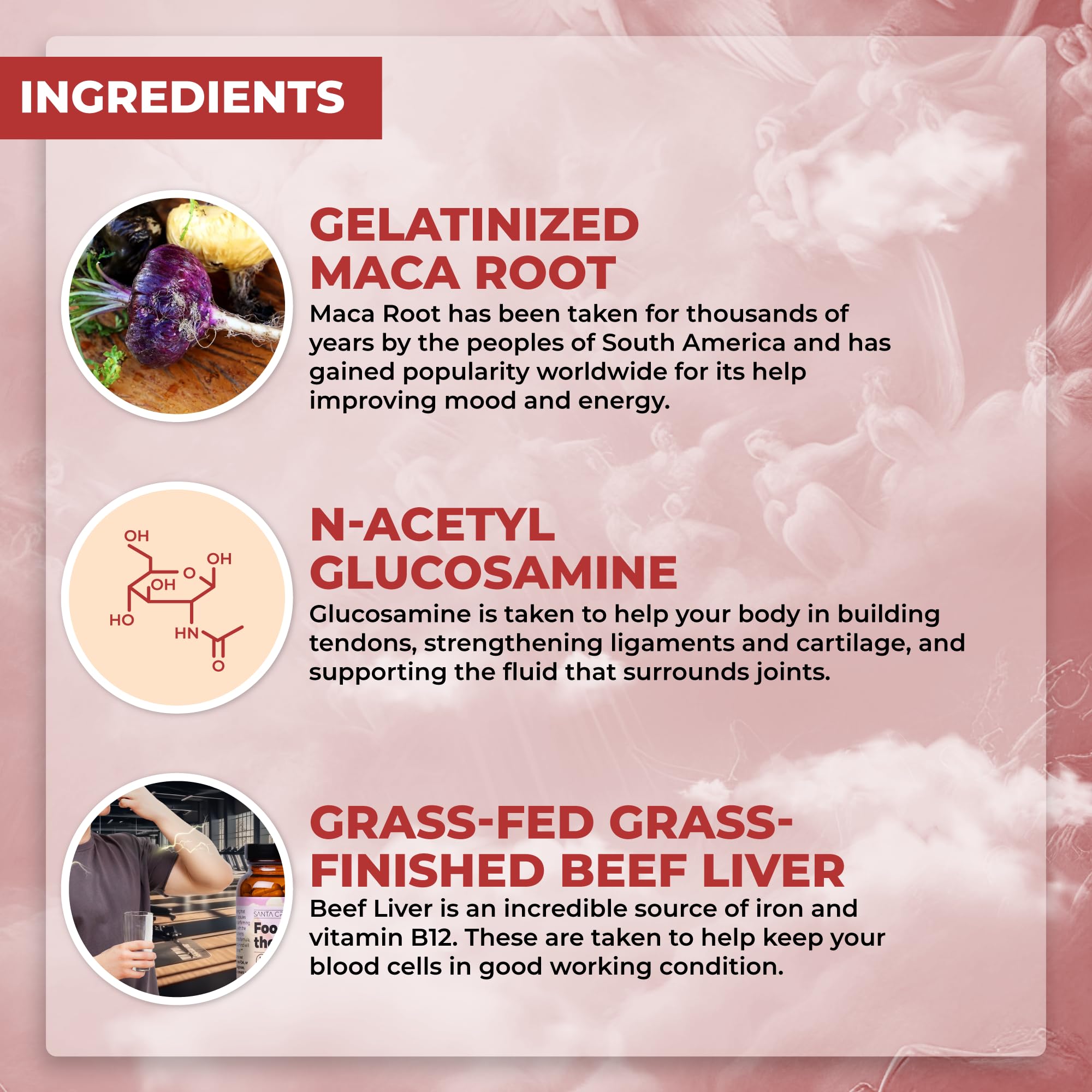 Santa Cruz Paleo Food of The Gods Grass Fed Beef Organ Supplement with Glucosamine, Bone Marrow, Beef Liver, Colostrum, Maca Root & Elderberry, Gluten Free, Keto, Sugar Free, Paleo, 30 Servings