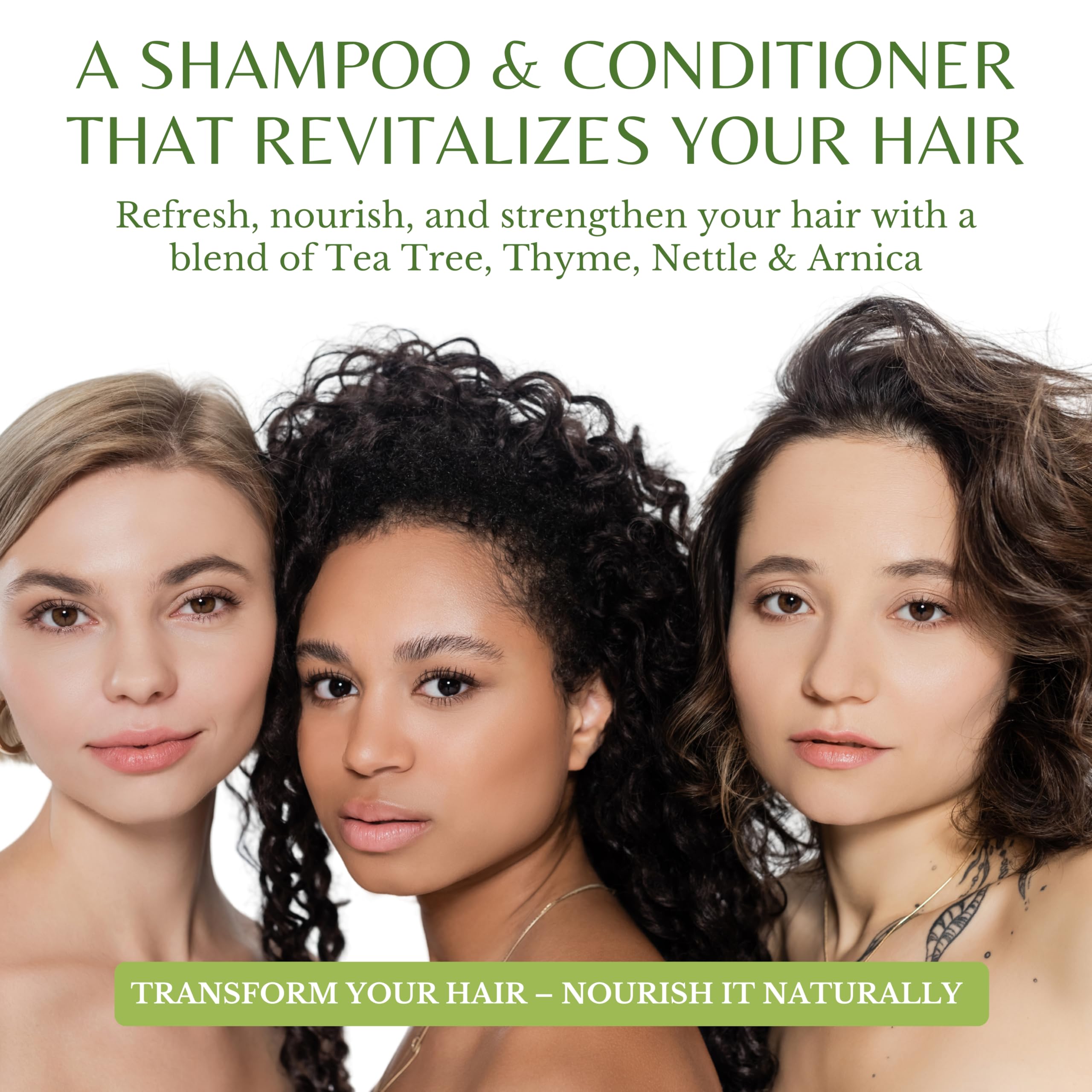 EDENIKA Tea Tree Shampoo & Conditioner Set – Deep Cleansing & Detoxifying, Invigorating, Soothes Itchy Scalp, Nourishes & Strengthens Hair – For All Hair Types, 16 fl oz Each