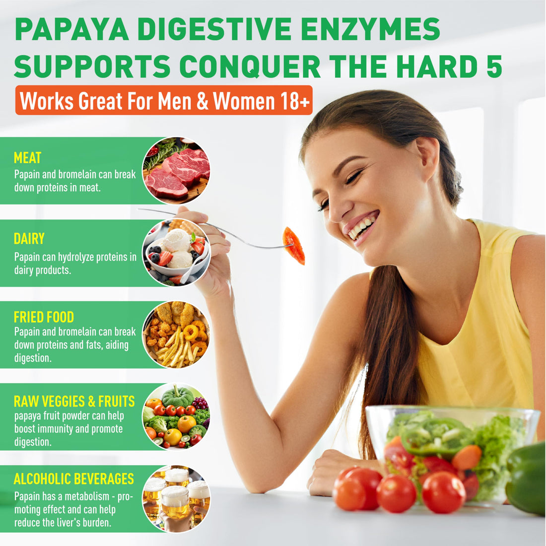 SUGAWITA Papaya Digestive Enzymes Gummies, Chewable Enzymes for Digestion, Papaya Supplement for Women Men with Amylase, Papain & Bromelain for Bloating Relief, 90 Count