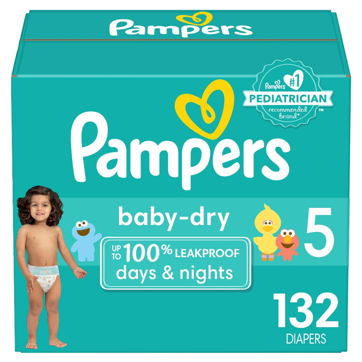 Diapers Size 5, 132 Count - Pampers Baby Dry Disposable Baby Diapers, Enormous Pack
