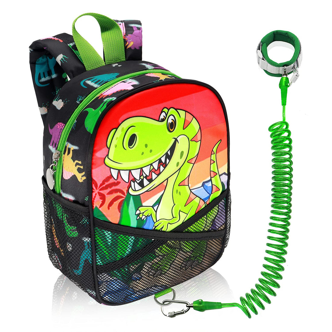 Hooyyene Backpack Leash for Toddlers, Dinosaur Kids Backpacks with Anti Lost Wrist Link, Children Mini Travel Bag for Baby Boys Girls