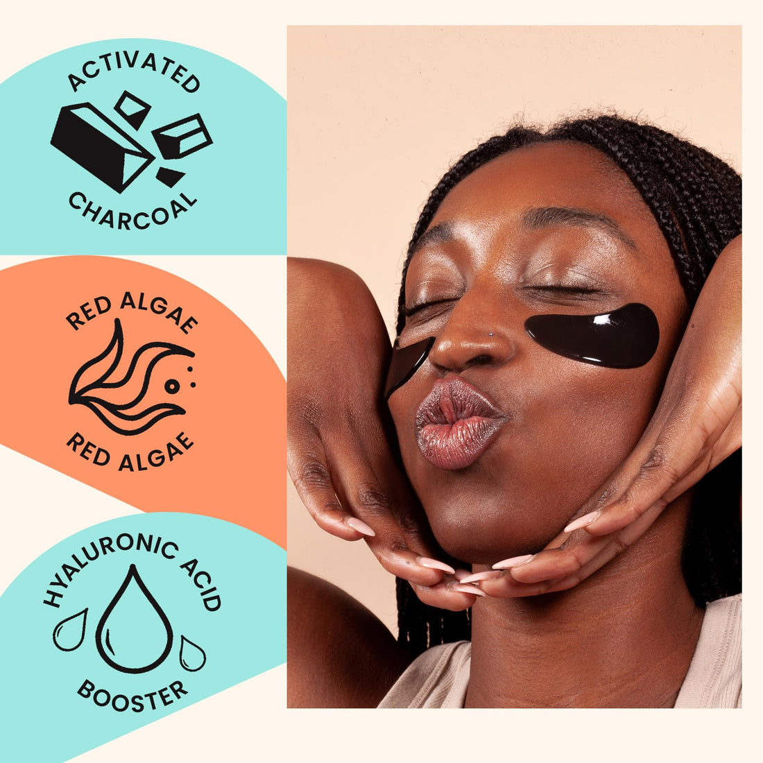 BLAQ Activated Charcoal Eye Mask with HydroGel by BLAQ - Depuffing Eyes & Dark Circles Removing, Natural Hydrating and Anti Wrinkles Eye Patches