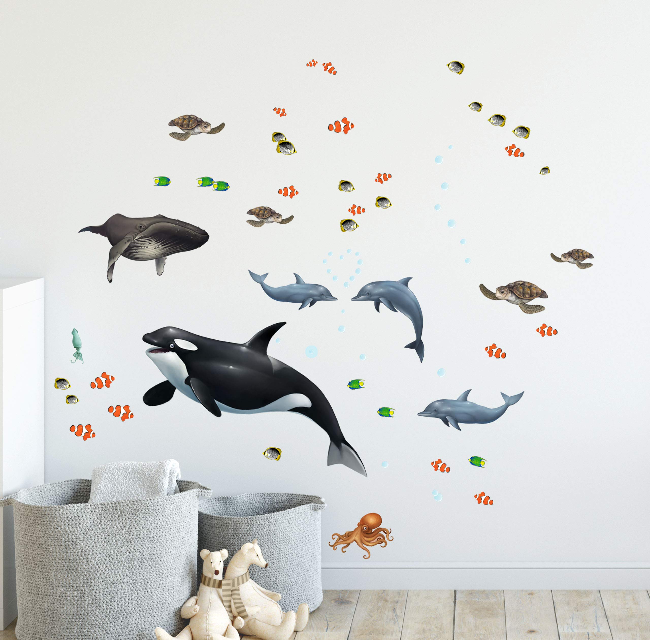 Ocean Wall Stickers ~Under Water Sea Wall Decals (29) Peel & Stick for Kids Room Walls