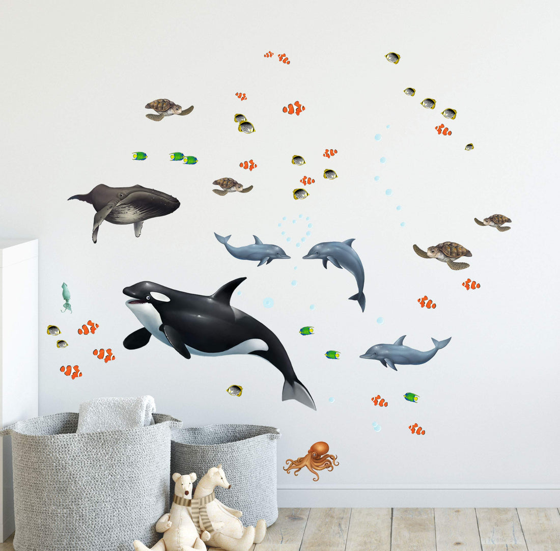 Ocean Wall Stickers ~Under Water Sea Wall Decals (29) Peel & Stick for Kids Room Walls