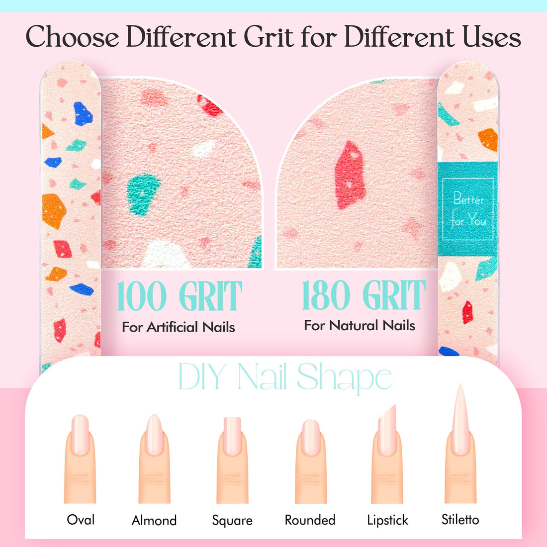 SALVMARY Nail File and Buffer Set - Gifts for Women - Ultimate Shine Nail Buffing Block Shiner Polisher with Professional 100/180 Grit Nail Files Emery Boards Manicure Tools for Natural Acrylic Nails