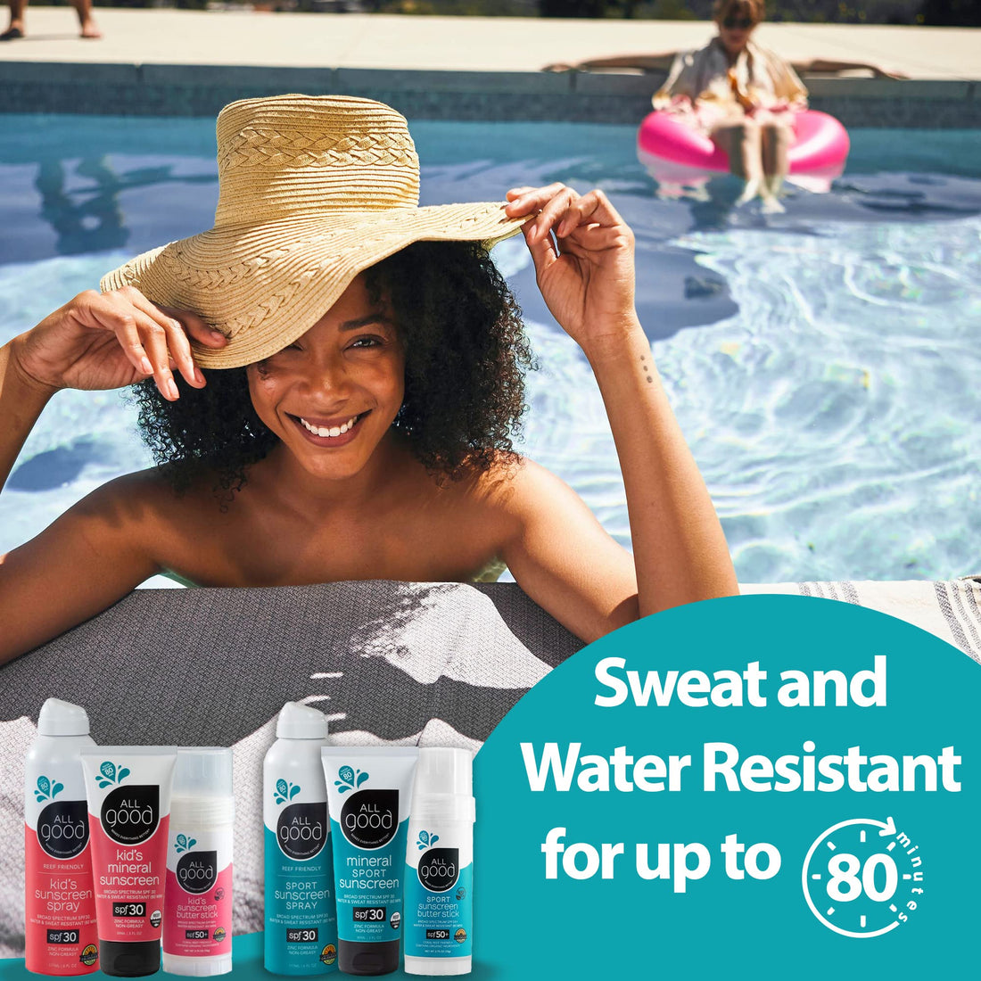 All Good Organic Sunstick - Zinc Oxide Sunscreen for Face, Nose, Ears - Coral Reef Safe - Water Resistant - SPF 30 (.6 oz)(Unscented)(2-pack)