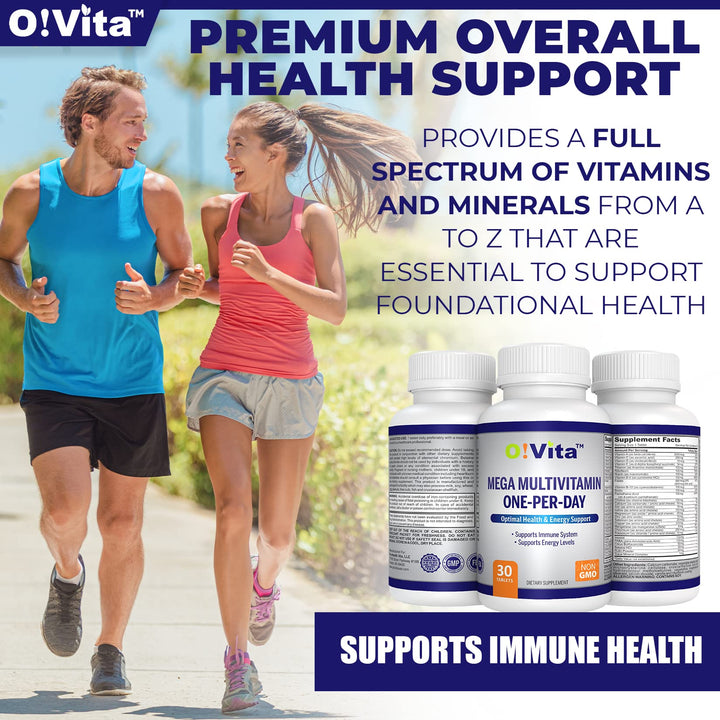 O!VITA Mega Multivitamin One-per-Day, Supports Immune System, foundational Health, Full Spectrum of Vitamins and Minerals, and Much More ...30-Day Supply (30 Non-GMO Tablets)