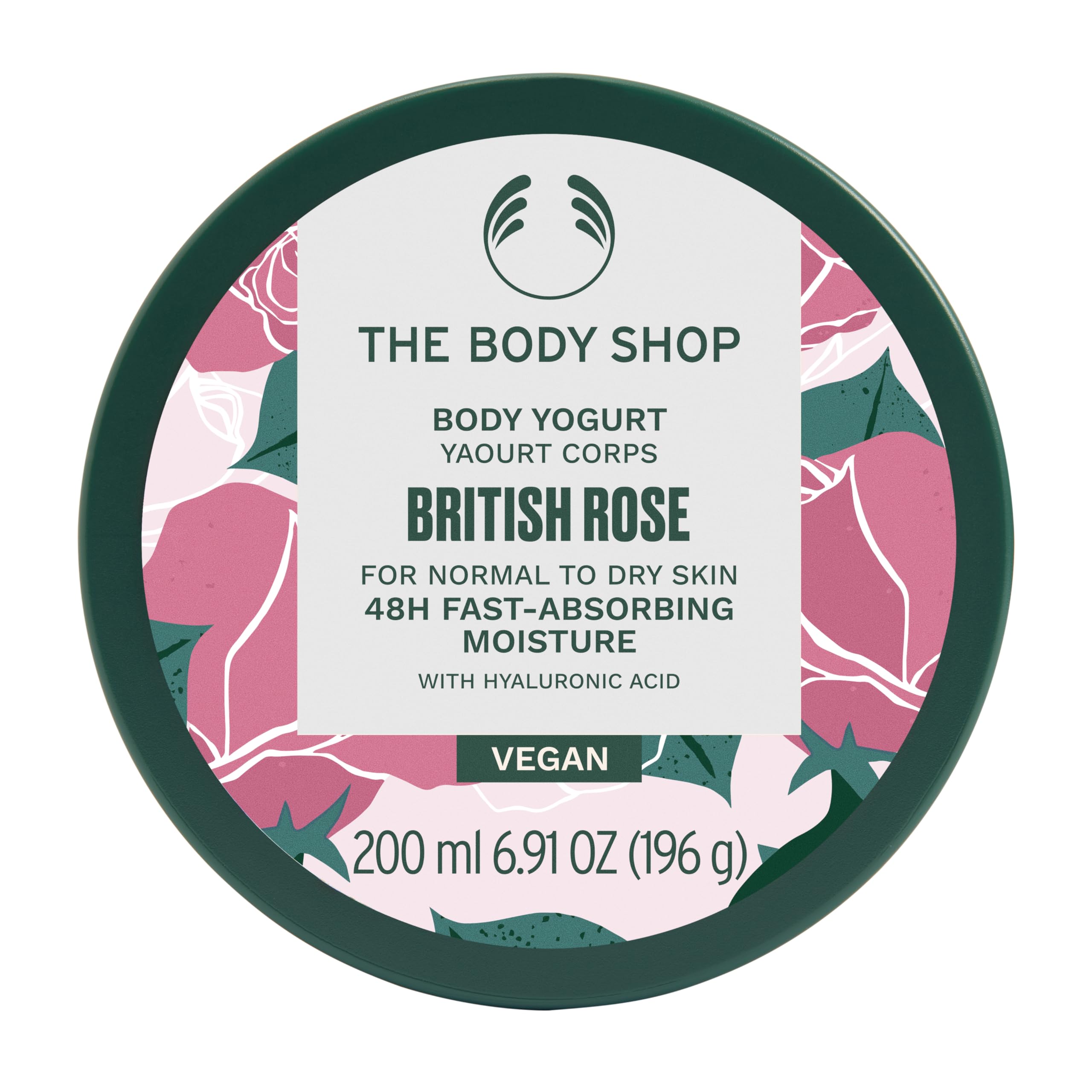 The Body Shop British Rose Body Yogurt, 48hr Moisturizer, 100% Vegan, 6.91 Fl.Oz