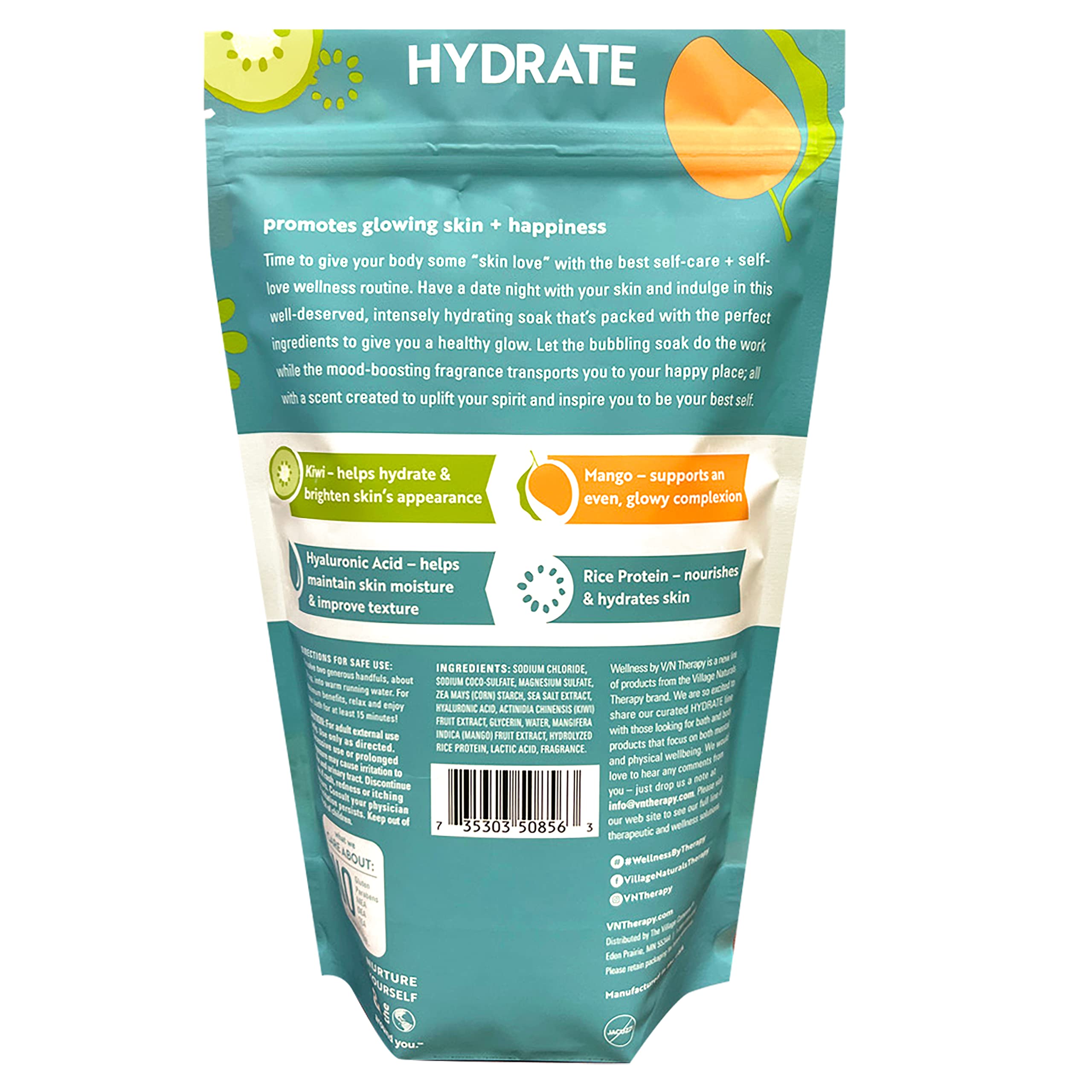 Wellness by Village Naturals Therapy, Hydrate Foaming Bath Soak, 36 oz, Pack of 2