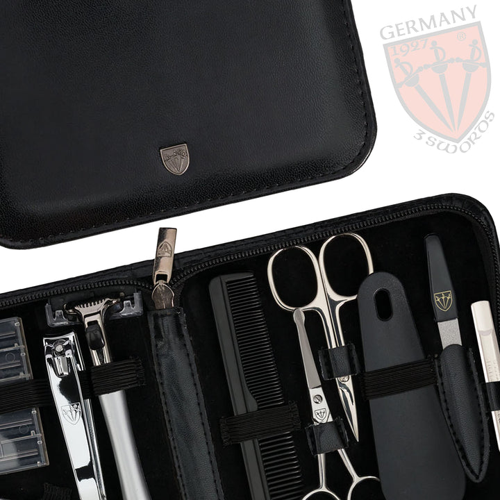 THREE SWORDS - Exclusive 12-Piece MANICURE - PEDICURE - GROOMING - NAIL CARE set / kit / case - basic-standard quality (633514)